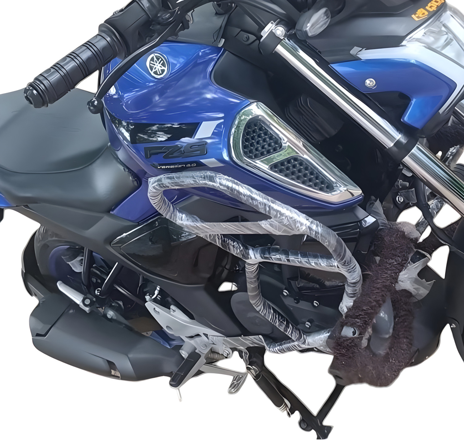 Image of Tufkote FZ S BEST Heavy Q.uality Metal Crash Guard WITH SLIDERS SUITS BS6 AND BS4 FZ.V3 (Yamaha)