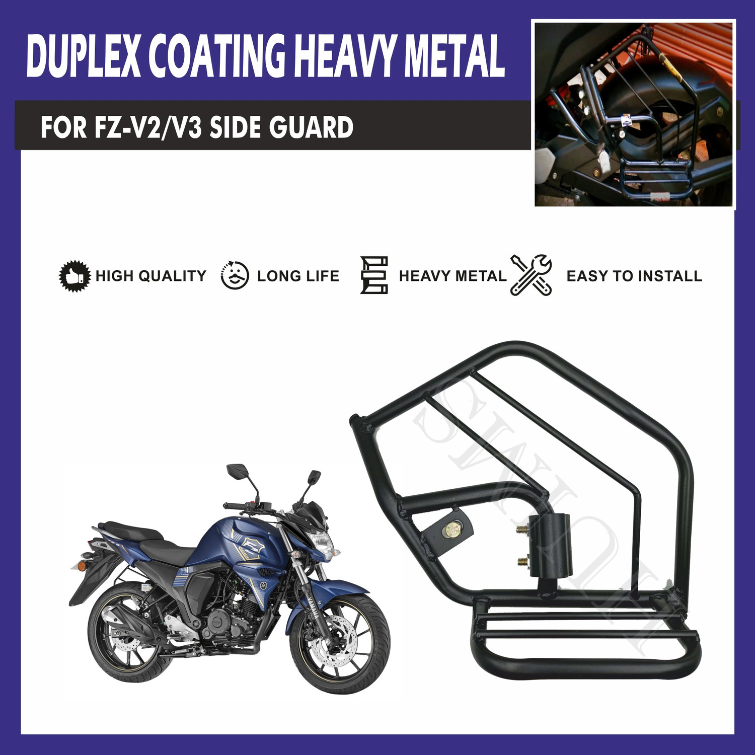Image of INGPRIDE BASKE GENIUNE QUALITY HEAVY METAL FOOTREST GUARD FOR YAMAHA FZ V2 /V3 Bike Crash Guard