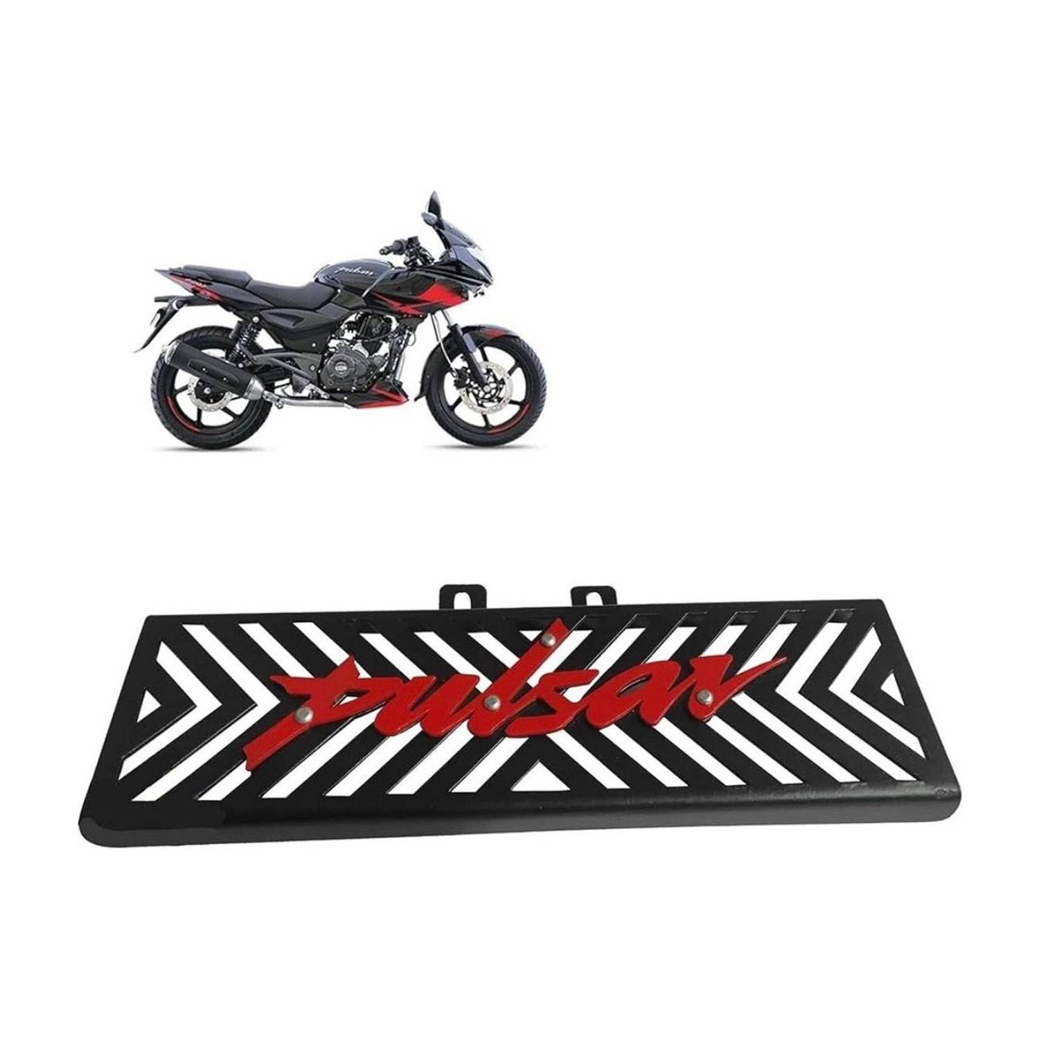 Aambe Traders Metal Radiator Grill Guard for Bajaj Pulsar 220F (Red) Bike Radiator Guard