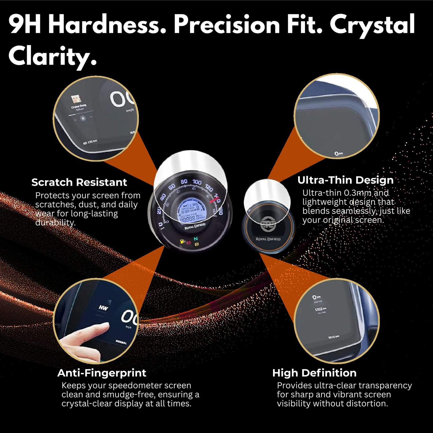 Image of Zealsy Screen Guard for Royal Enfield Meteor 350 / Scram 411 / Hunter 350 Speedometer Bike Crash Guard