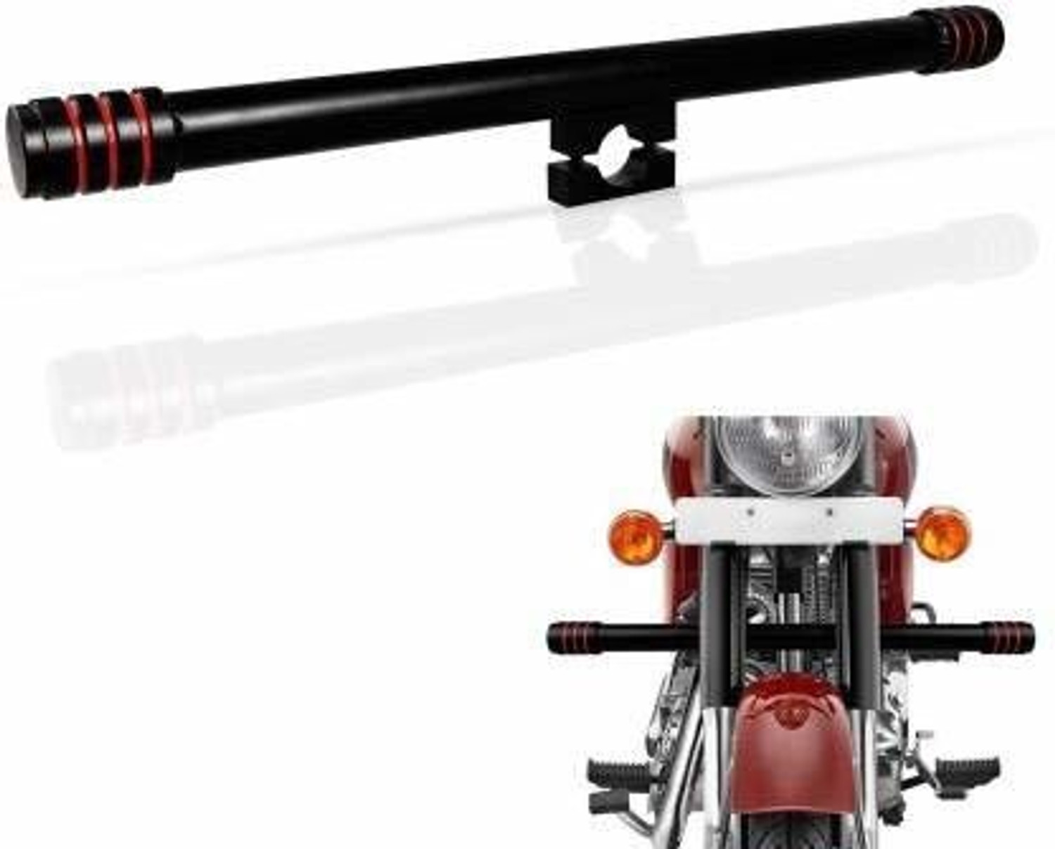 Image of HouseOfCommon Heavy Duty Rod Leg Guard Front Bike Safety Stylish 3 Red Strip royal enfield Bike Crash Guard