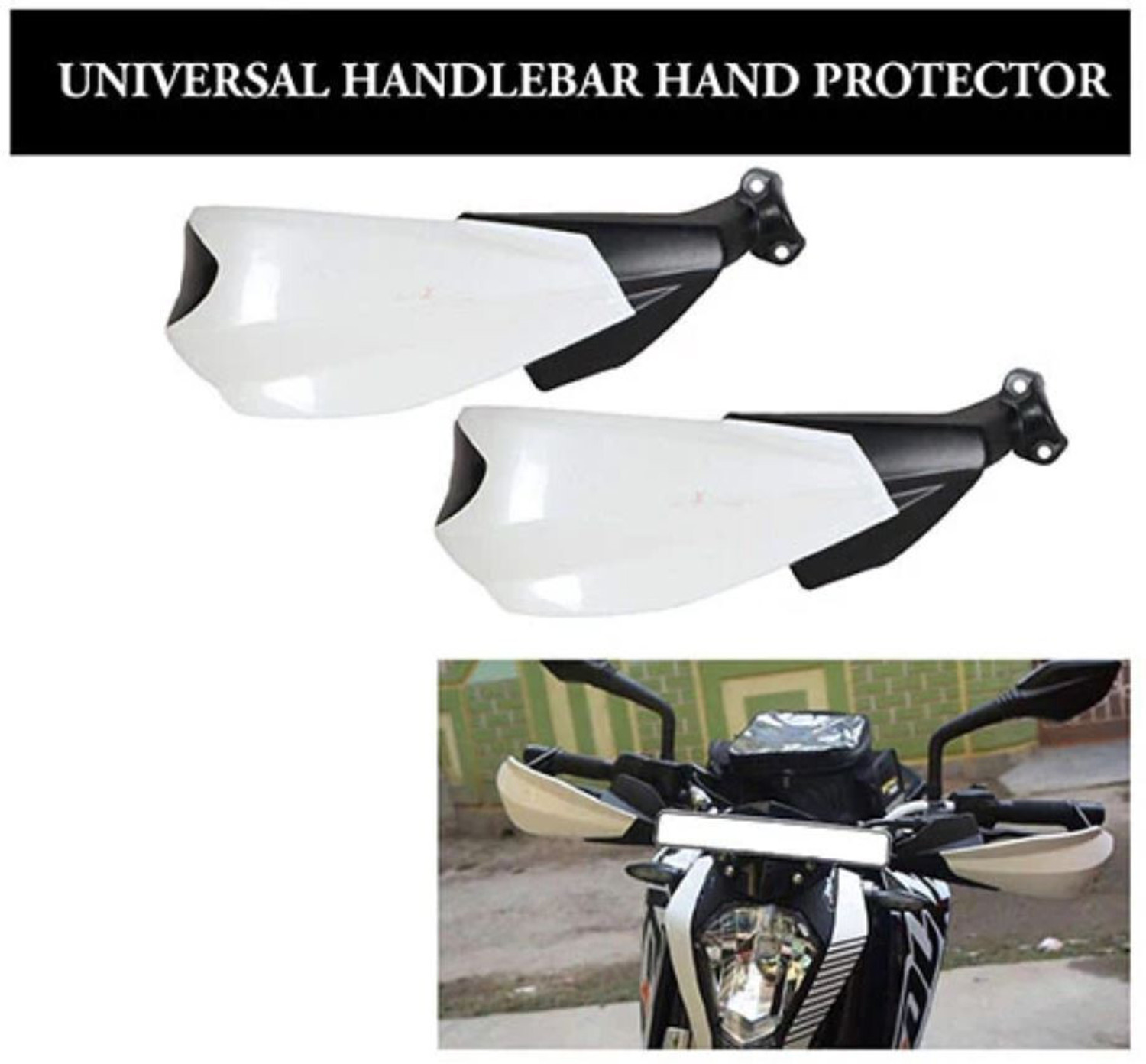 Image of TA BIKE HAND GAURD White And Black Handlebar Hand Guard