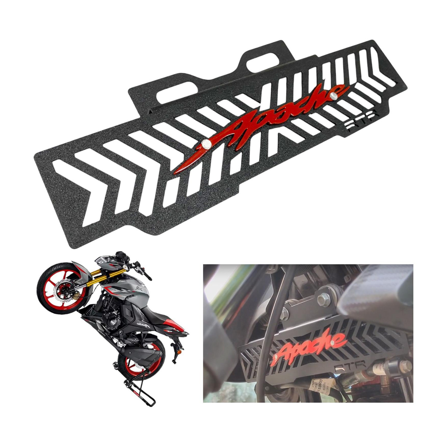 Image of Dhe Best Bike Comfortable Black Red Log Radiator Guard For TVS Apache RTR 160 4V Bike Radiator Guard