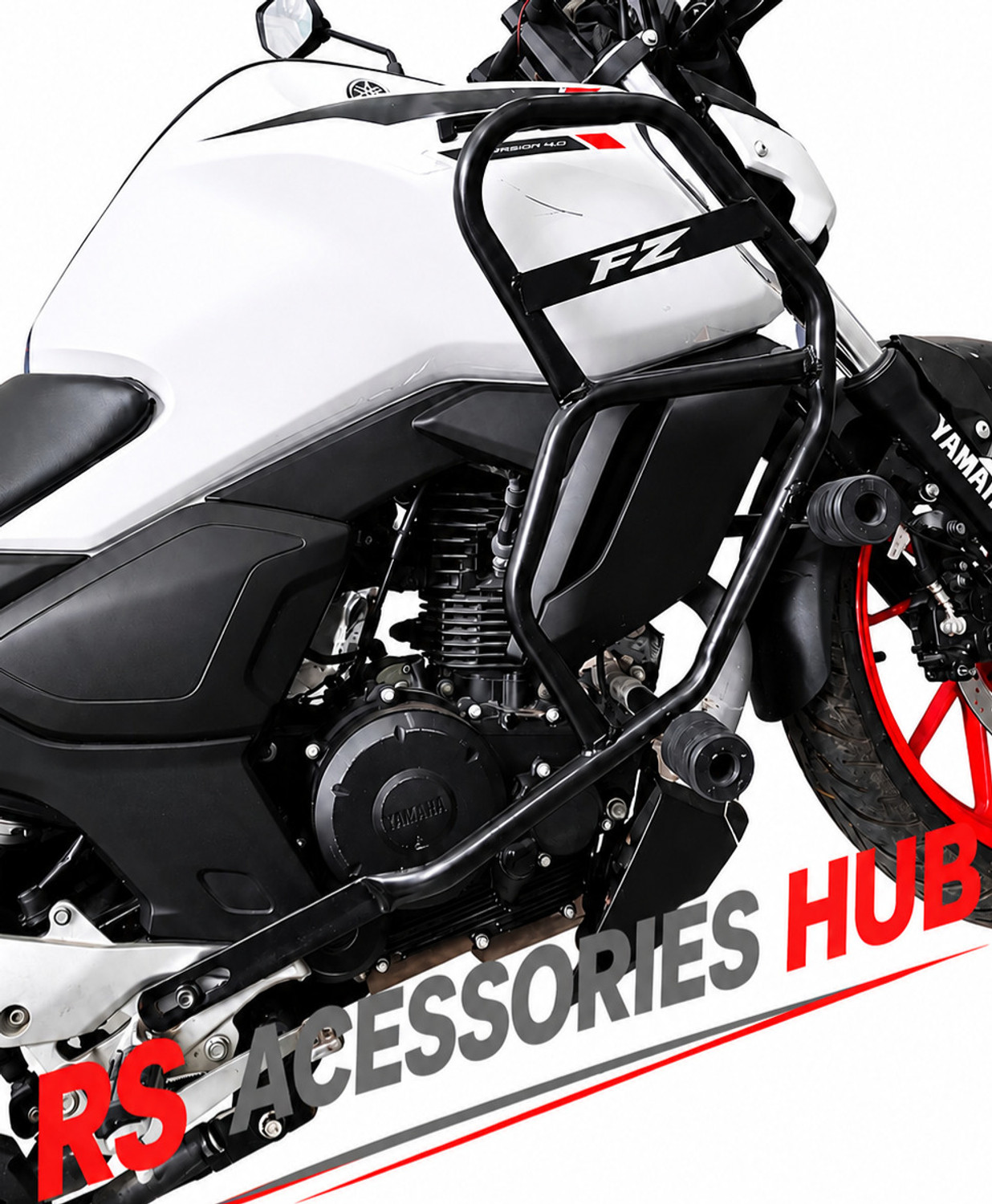 Image of RS ACESSORIES HUB Heavy Metal Leg Guard Compatible for Yamaha FZ-S V3 V4 Bike Crash Guard (Yamaha)