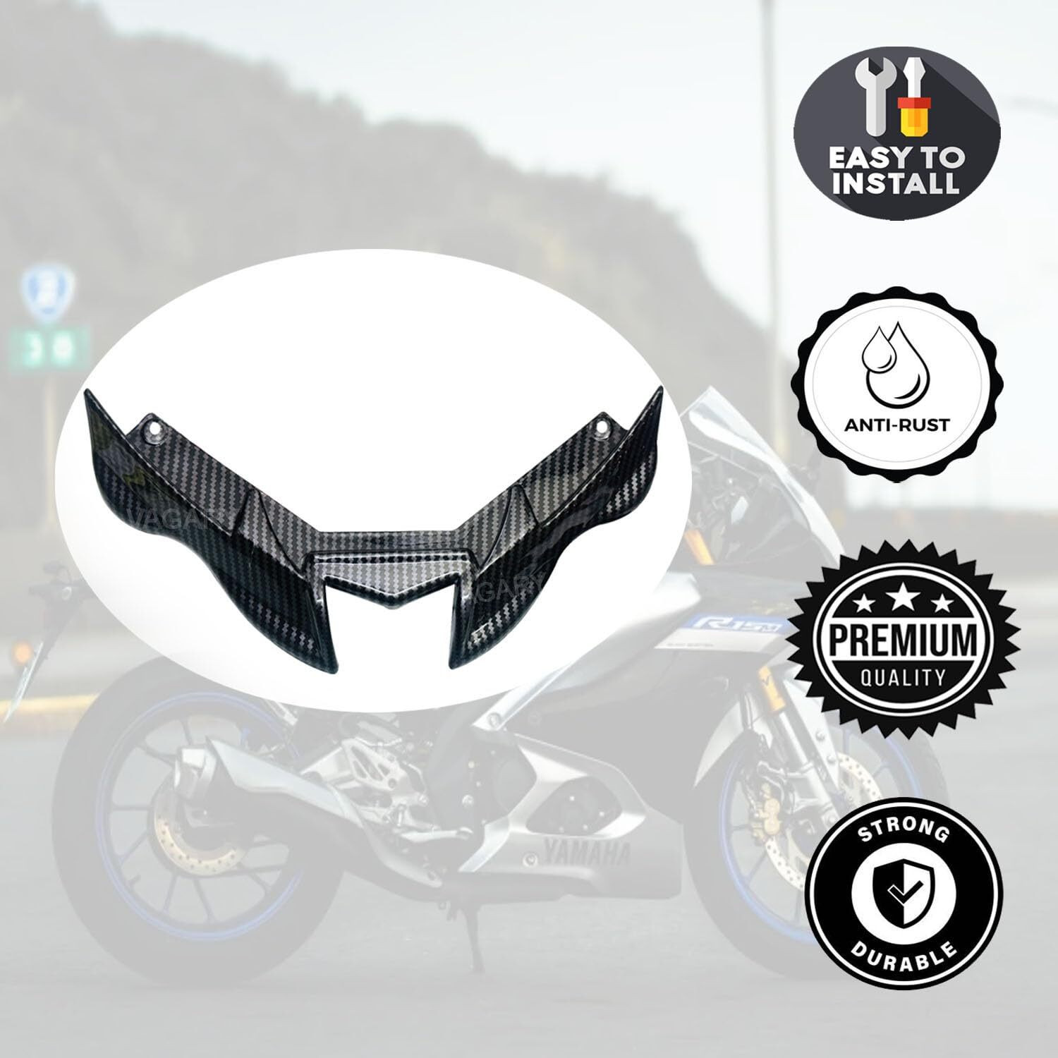 Image of Vagary Premium Carbon Winglet with Screen Guard for R15 V4 & R15M Bike Crash Protector Bike Crash Guard