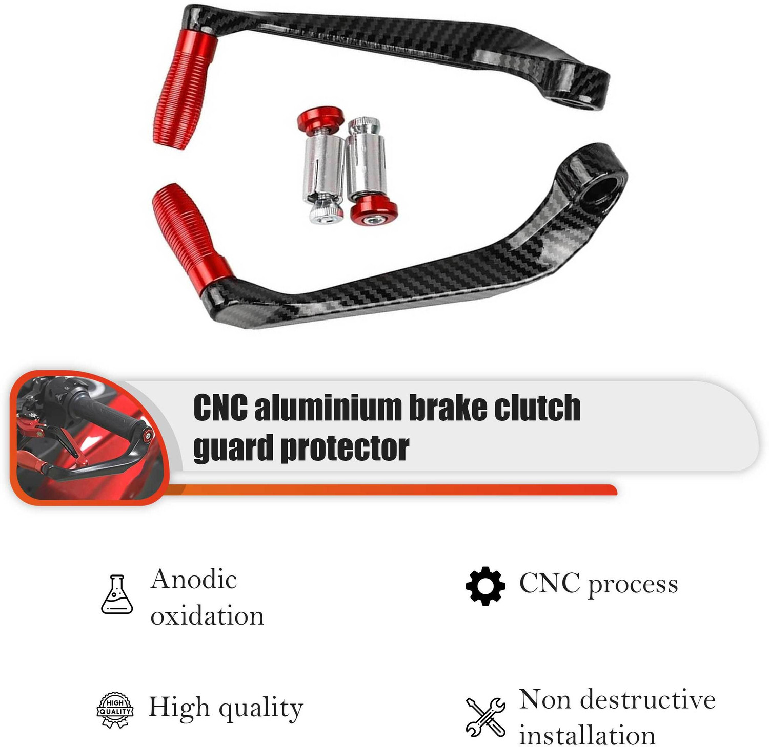 Image of SHOWRIDE Heavy Quality Bike Carbon Lever guard Hand Protection(Red) Bike Crash Guard