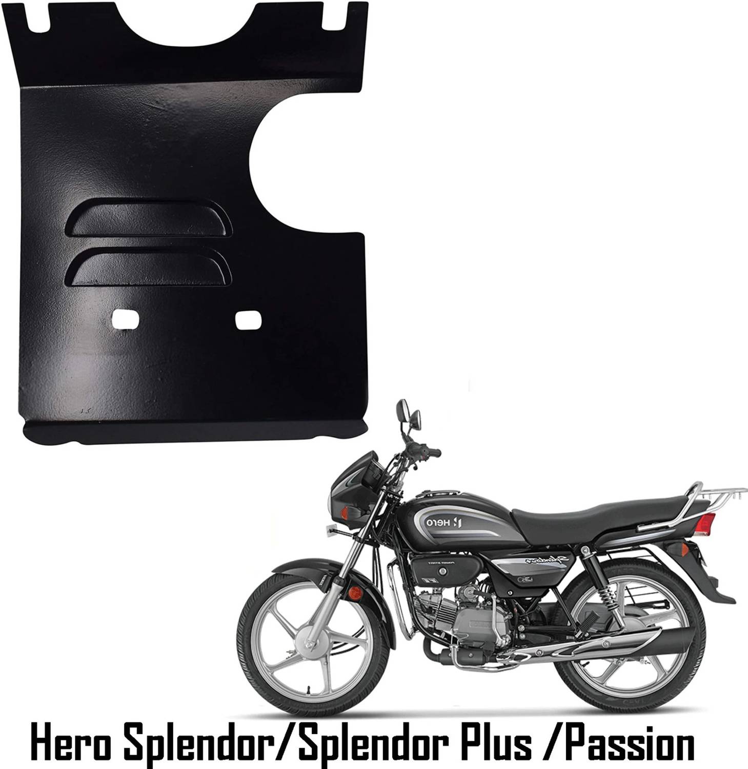 Glam Grab Engine Plate for Hero Splendor+ Black with Silver - Image 1