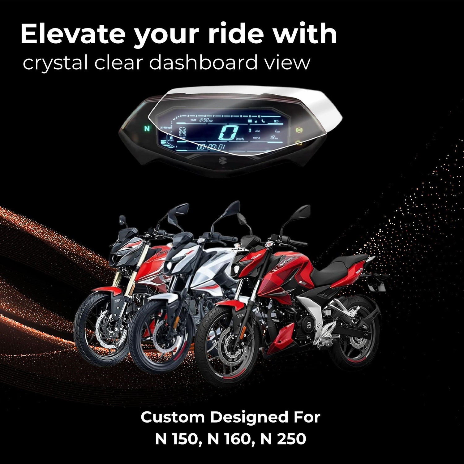 Image of Zealsy Screen Guard Pulsar N150 N160 N250 Digital Speedometer Display Protector Bike Display Screen Guard