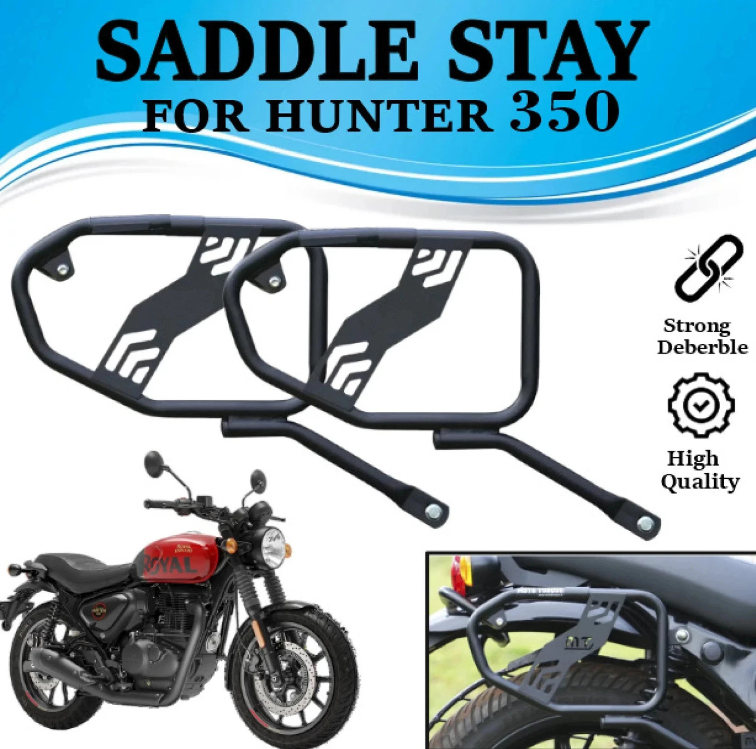 Image of ASRYD Motorcycle Royal Enfield Hunter 350 Saddle Stay Heavy Quality Bike Crash Guard