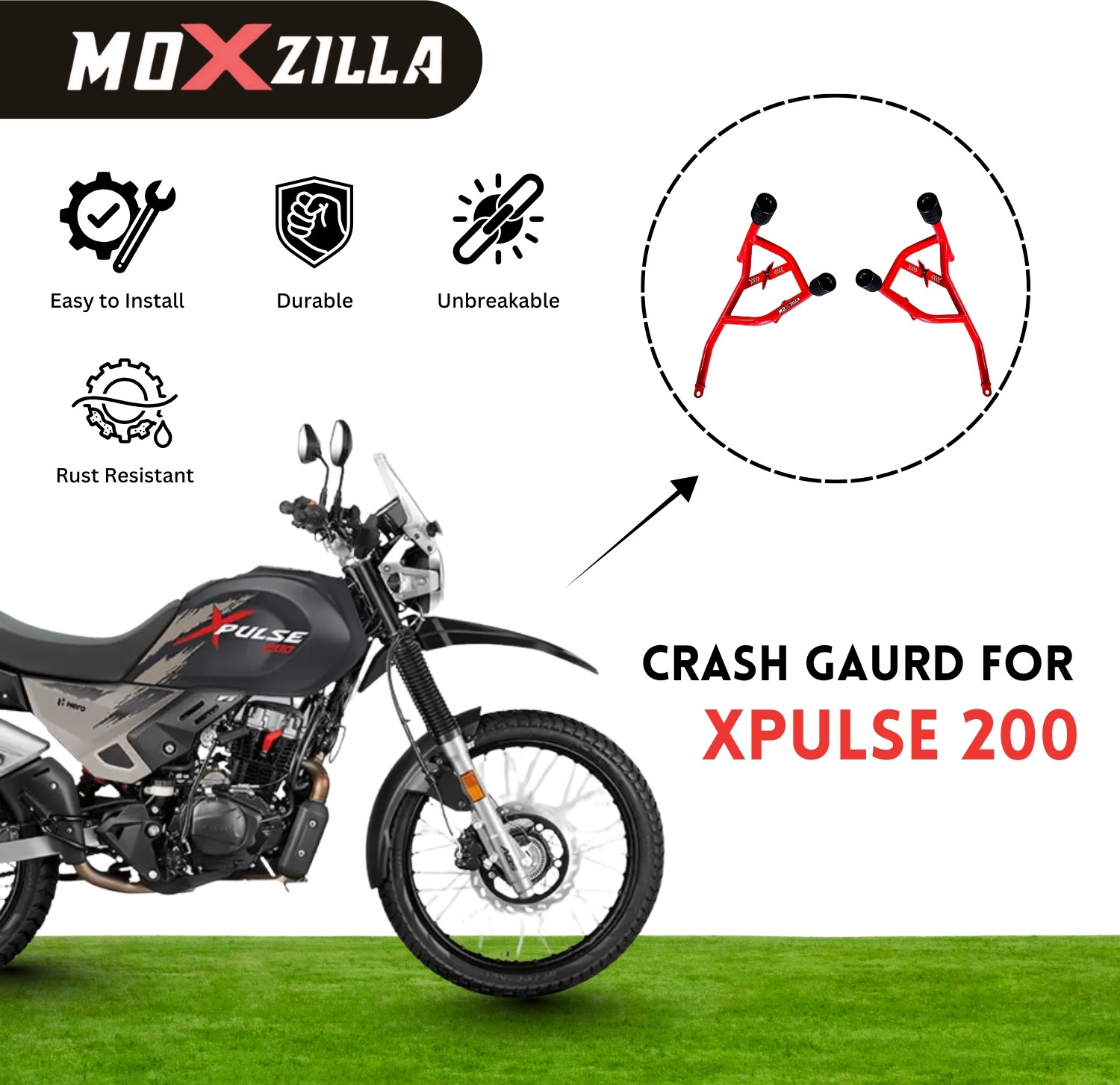 Image of MOXZILLA OFF-ROAD Crash Guard For Xpulse 200 Pro 4V Red