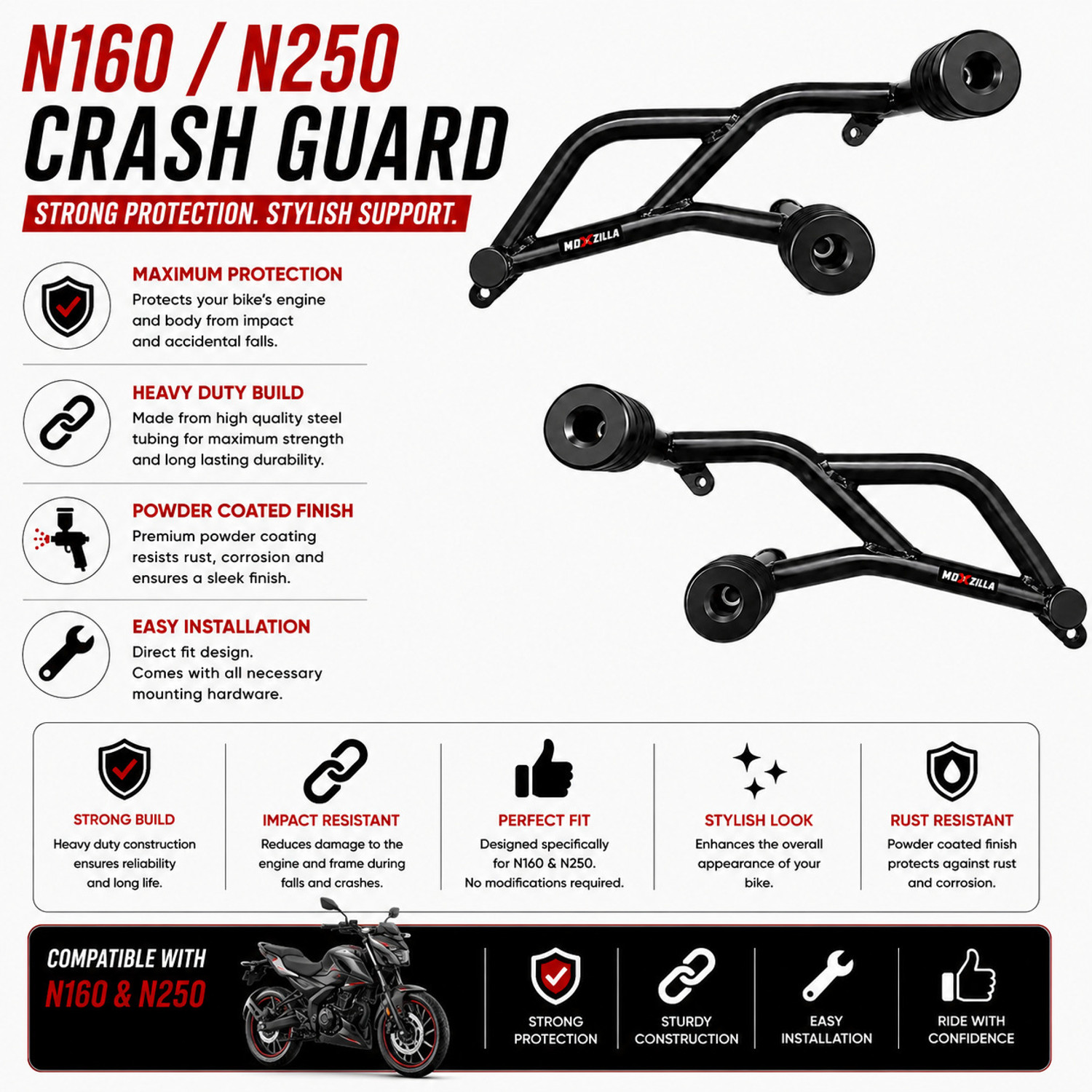 Image of LASERKART N160 /N250 Crash Guard with Frame Sliders Diract fit