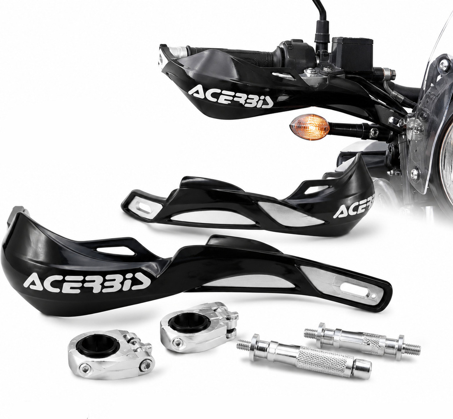 Image of SSB MOTO Acerbis Universal Motorcycle Hand Protector Guard Set with Mount Kit Handlebar Hand Guard