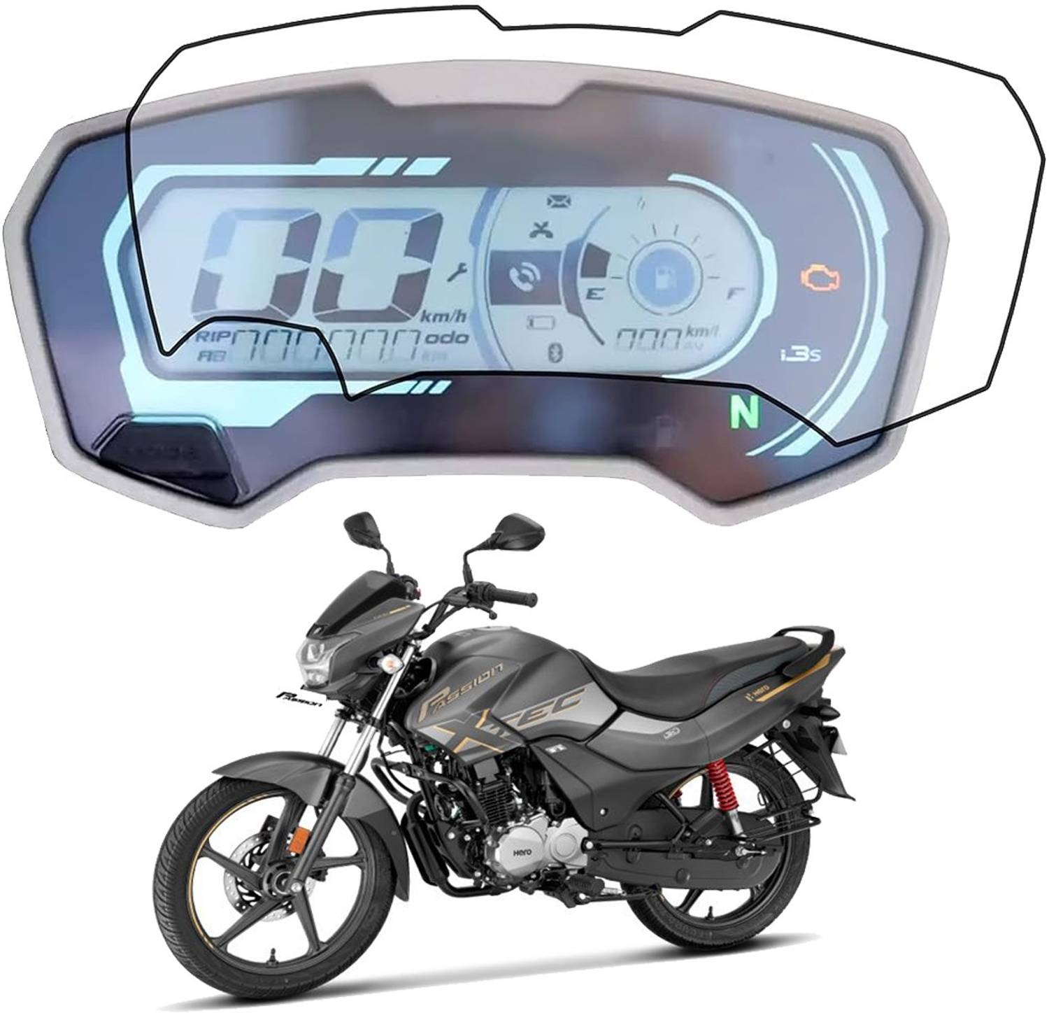 Afpin Impossible Screen Guard for HERO PASSION XTEC BS6 Screen Guard Protector Accessories Motorcycle Digital Console Speedometer- Clear