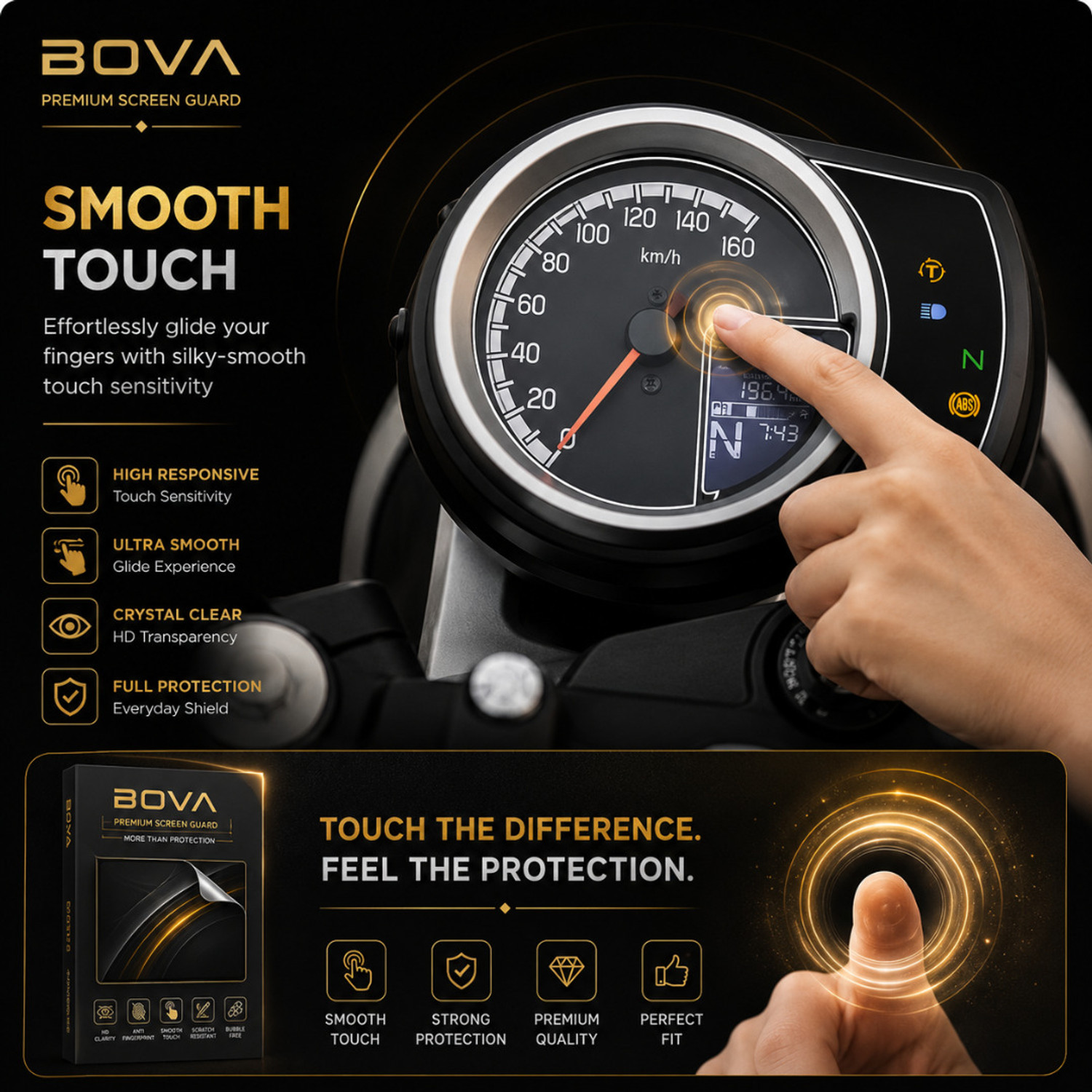 Image of BOVA Premium Screen Guard for Honda Hness CB350 Bike Display Screen Guard (Honda)