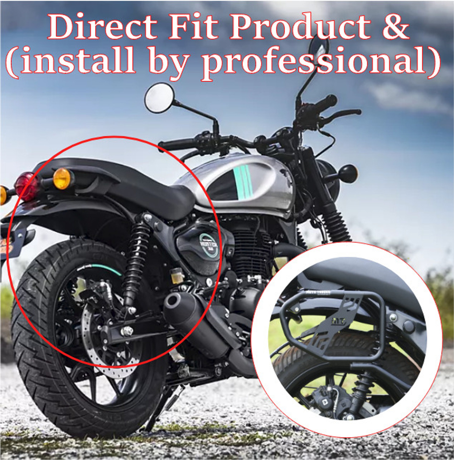 Image of ASRYD Motorcycle Royal Enfield Hunter 350 Saddle Stay Heavy Quality Bike Crash Guard