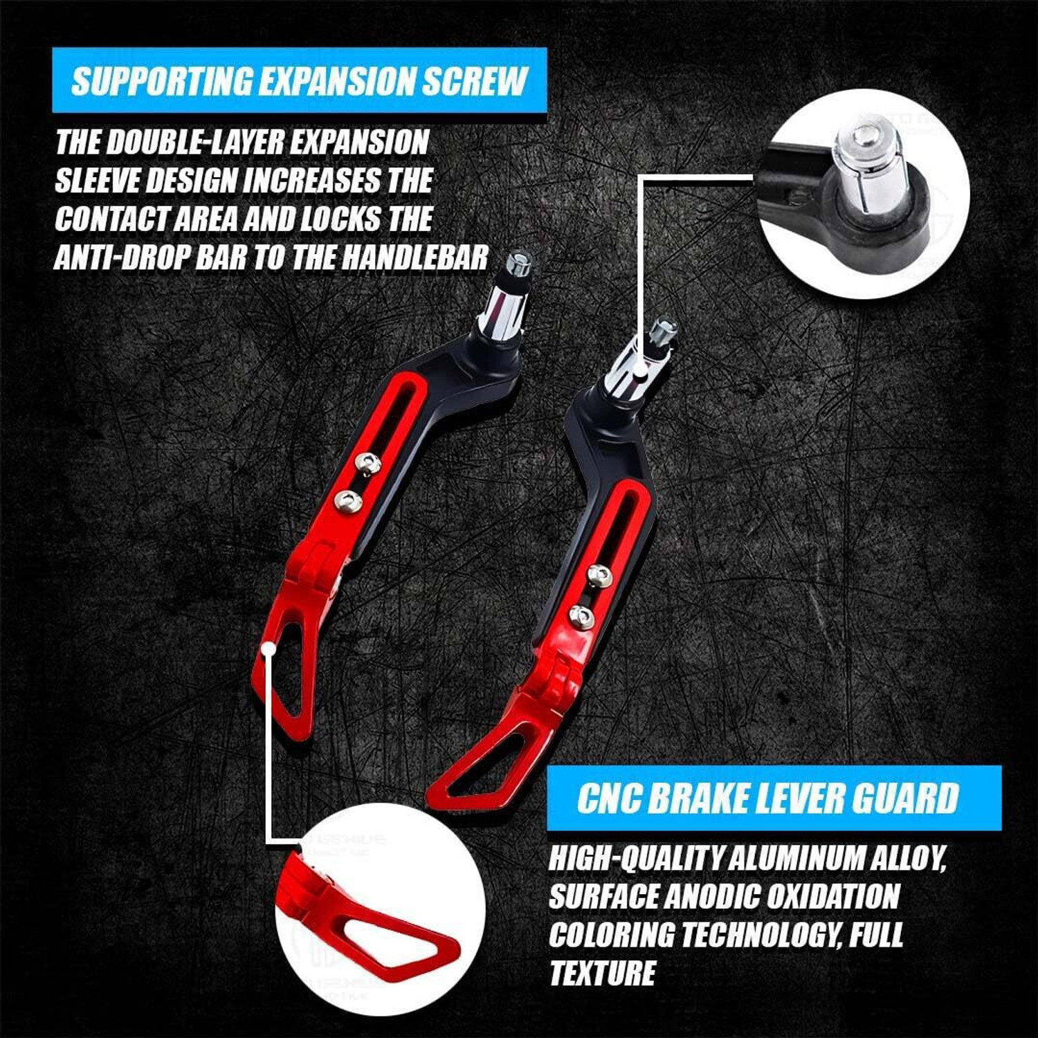 Image of Moto Genius Premium Adjustable Brake Clutch Lever Protector for Motorcycles Safety - Red Bike Crash Guard