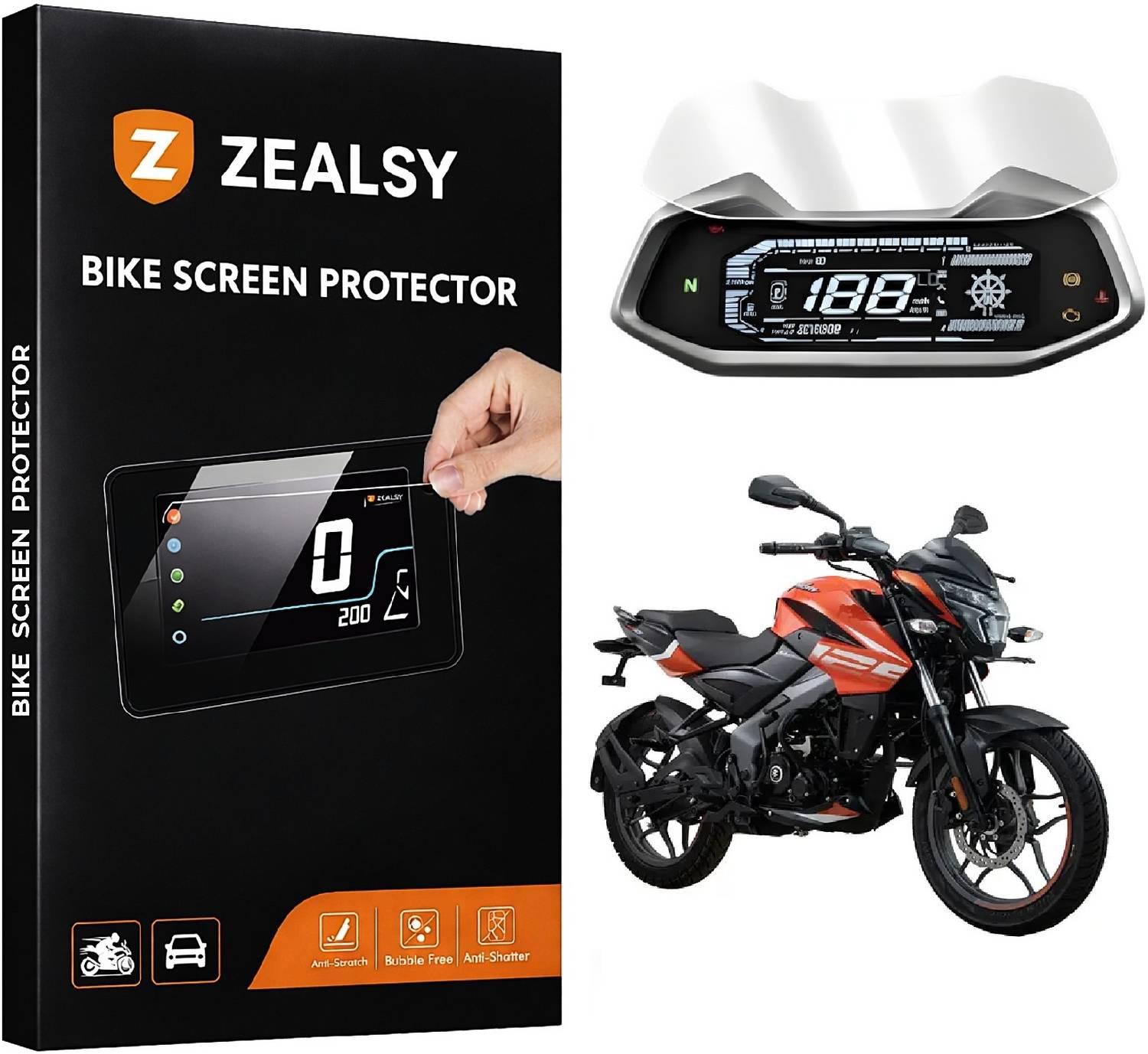 Zealsy Impossible Screen Guard for Screen Guard Pulsar NS125 Digi