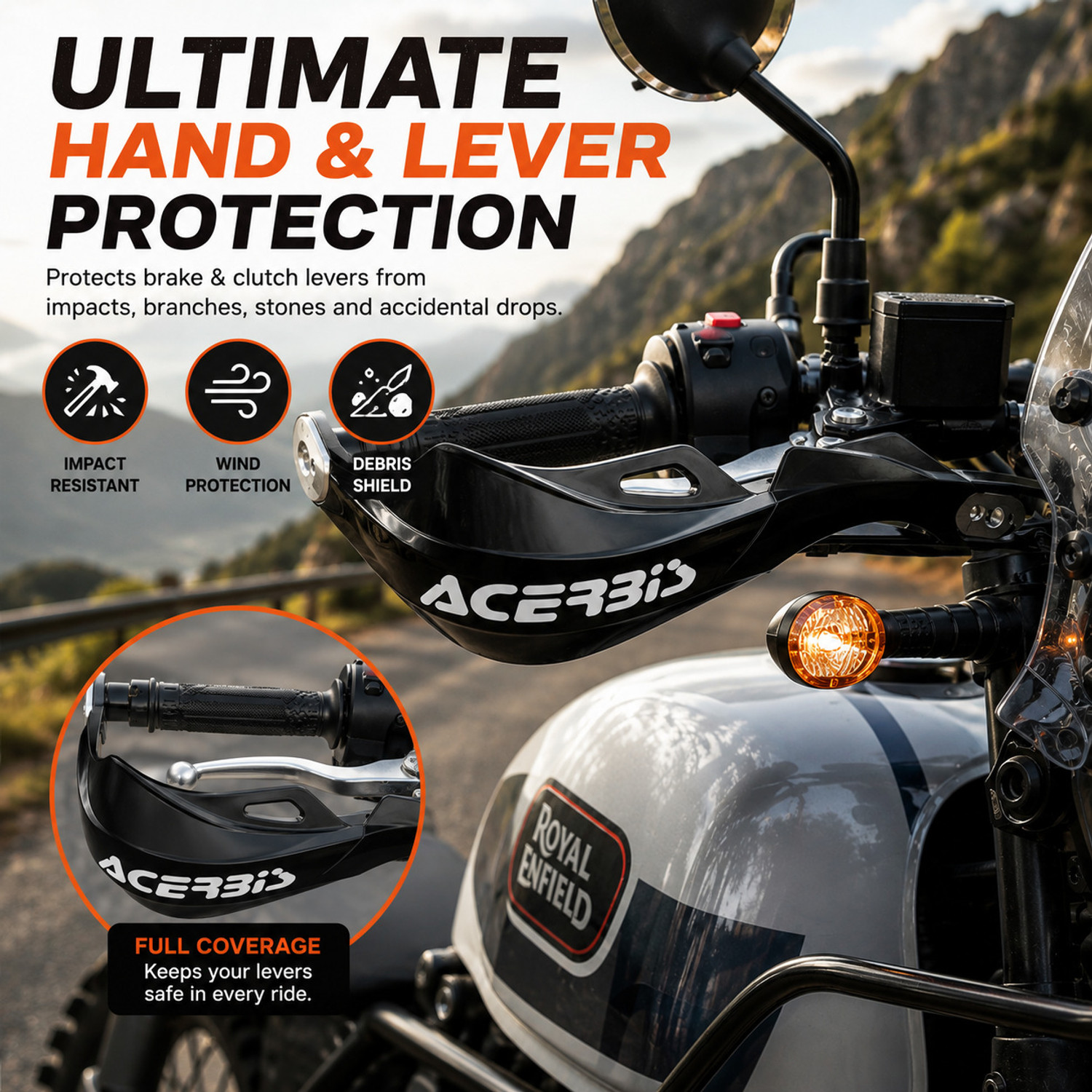 Image of SSB MOTO Acerbis Universal Motorcycle Hand Protector Guard Set with Mount Kit Handlebar Hand Guard