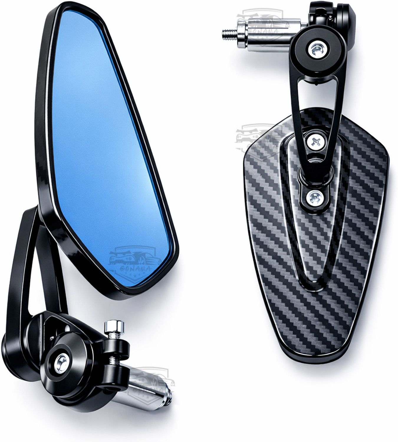 Image of GONAMA Carbon Fiber Handlebar End Mirror for Motorcycle | CNC Aluminum Handlebar Hand Guard