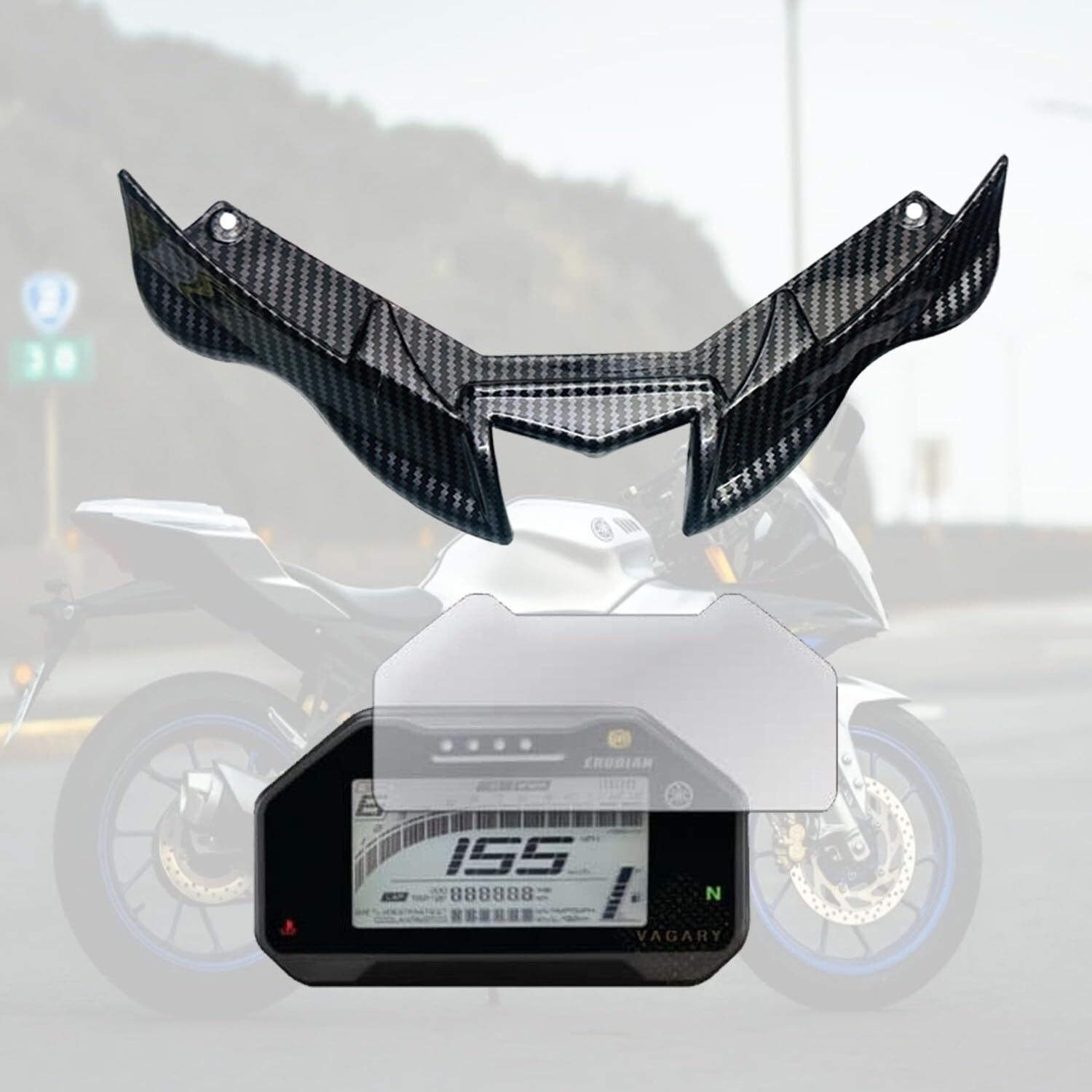 Image of Vagary Premium Carbon Winglet with Screen Guard for R15 V4 & R15M Bike Crash Protector Bike Crash Guard