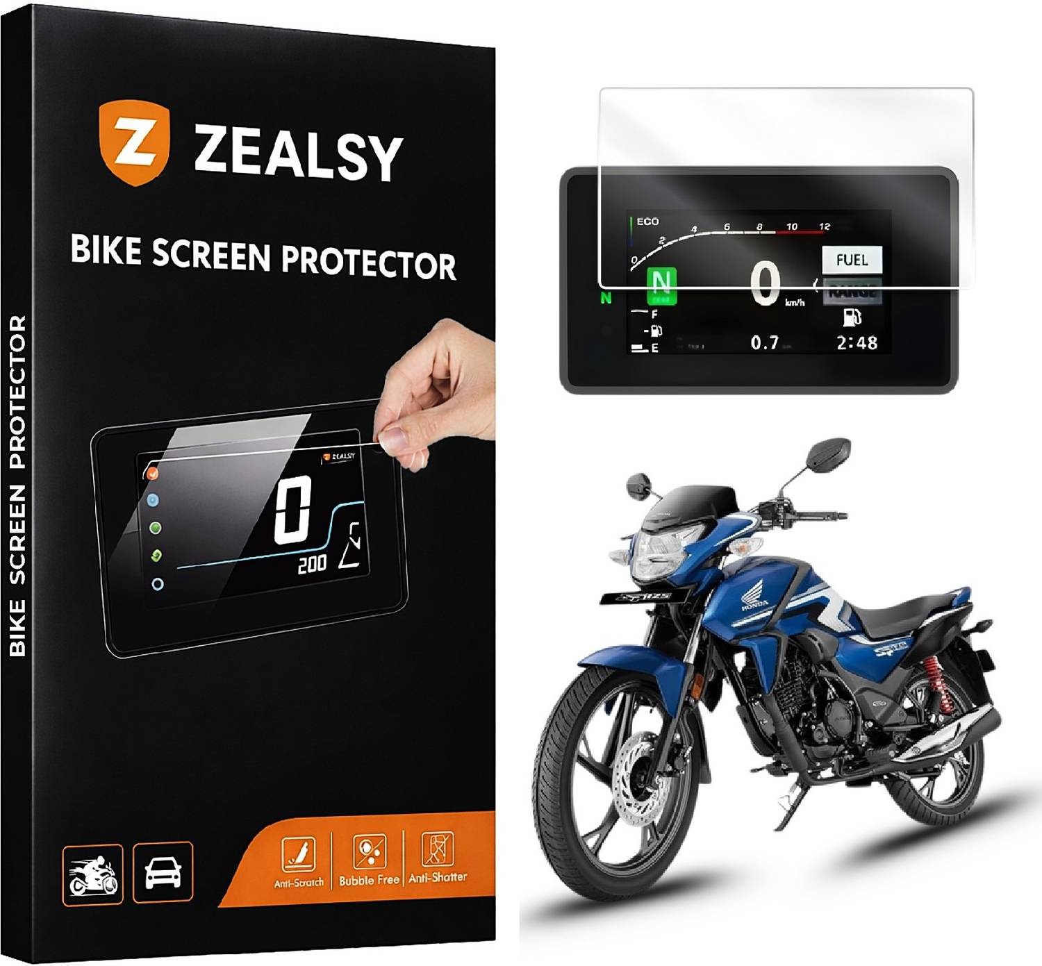 Zealsy Edge To Edge Screen Guard for Bike Screen Guard Protector