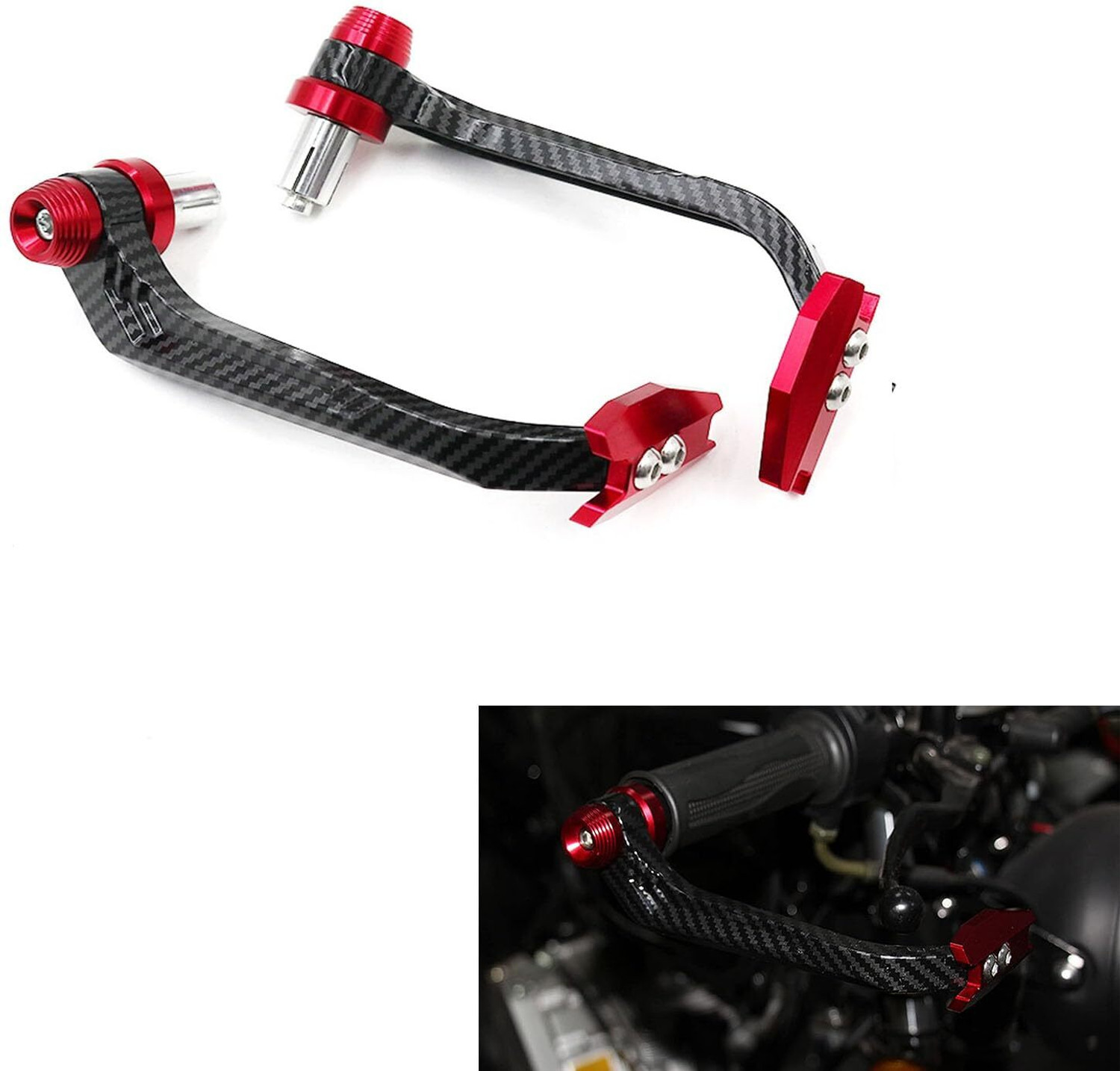Image of ASRYD Bike Handlebar Hand Protector Carbon Color Metal Body Heavy Hand Protection Red Handlebar Hand Guard