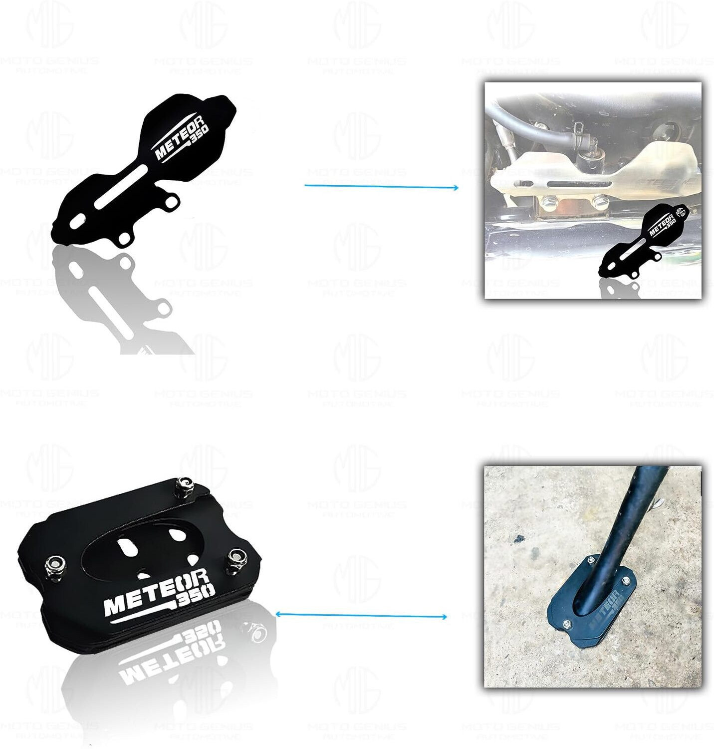 Image of Moto Genius Meteor 350 Kit | Plus Grill, Cylinder Guard & Oil Caps (5 Pcs) inch Bike Crash Guard