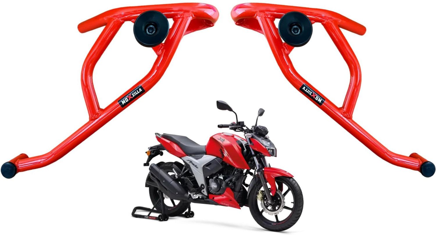 Image of MOXZILLA Shark crash Guard For Apache RTR160 /200 4V (RED) Bike Crash Guard