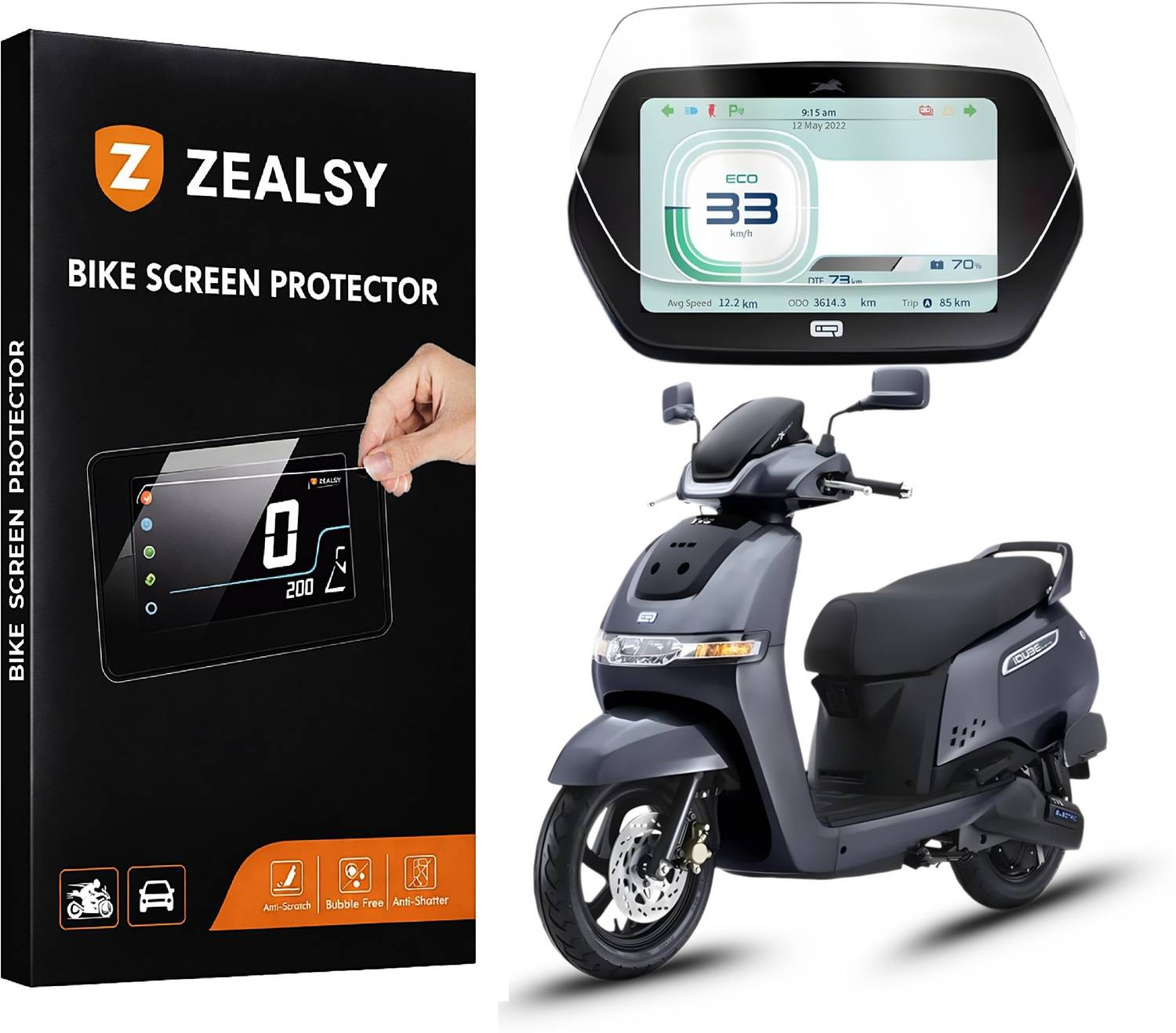 Afpin Impossible Screen Guard for TVS IQUBE S Accessories Electric Scooter Digital Console Screen Guard Protector Clear