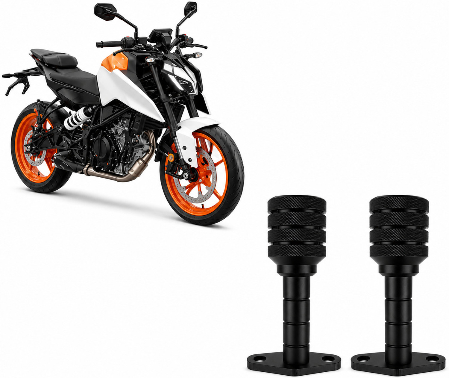 Image of MOXZILLA Duke 250 Frame Slider Black Bike Crash Guard