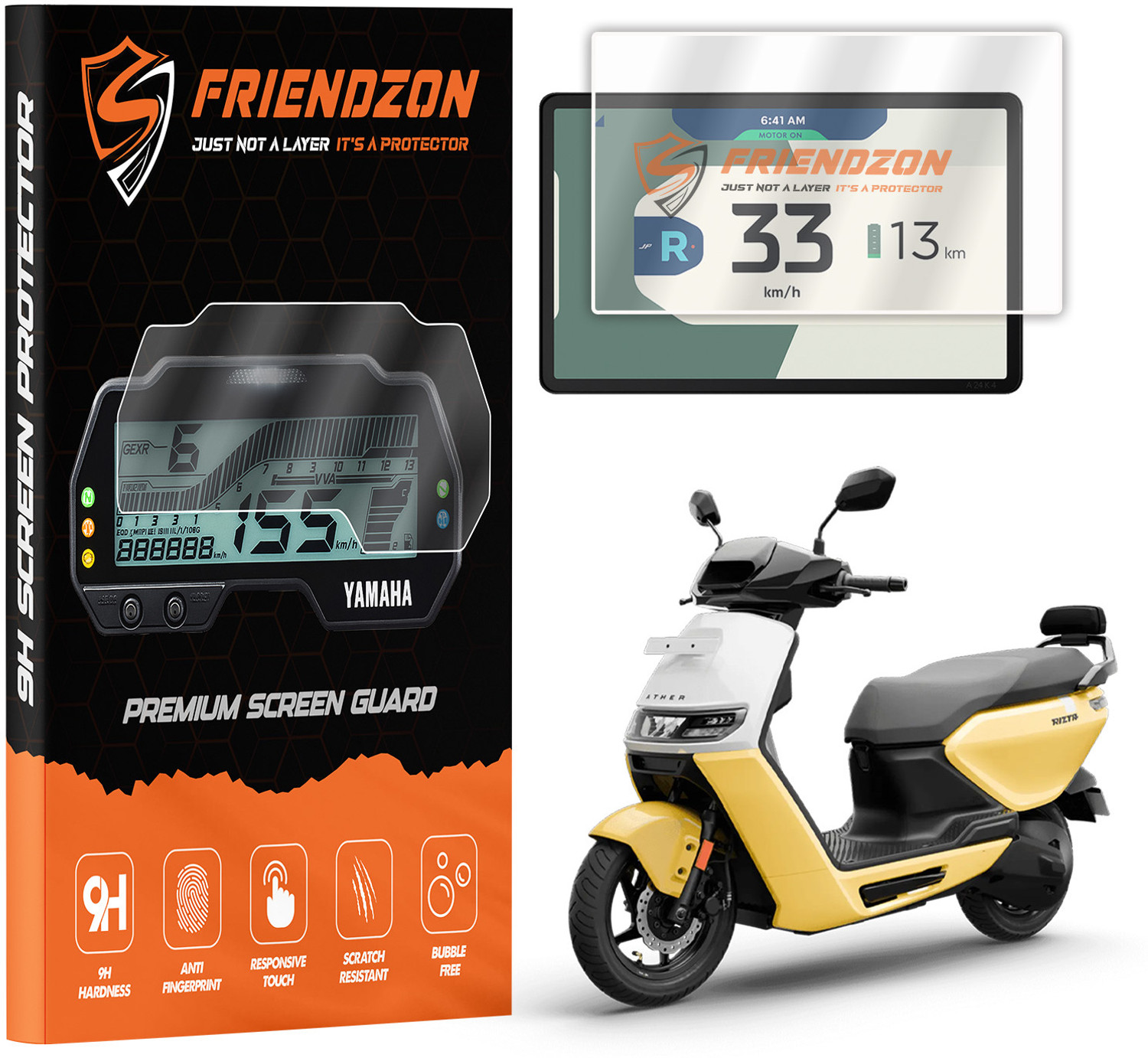 Image of FriendZon 9H Nano Screen Guard Protector Compatible With Ather Rizta S & Rizta Z Bike Crash Guard