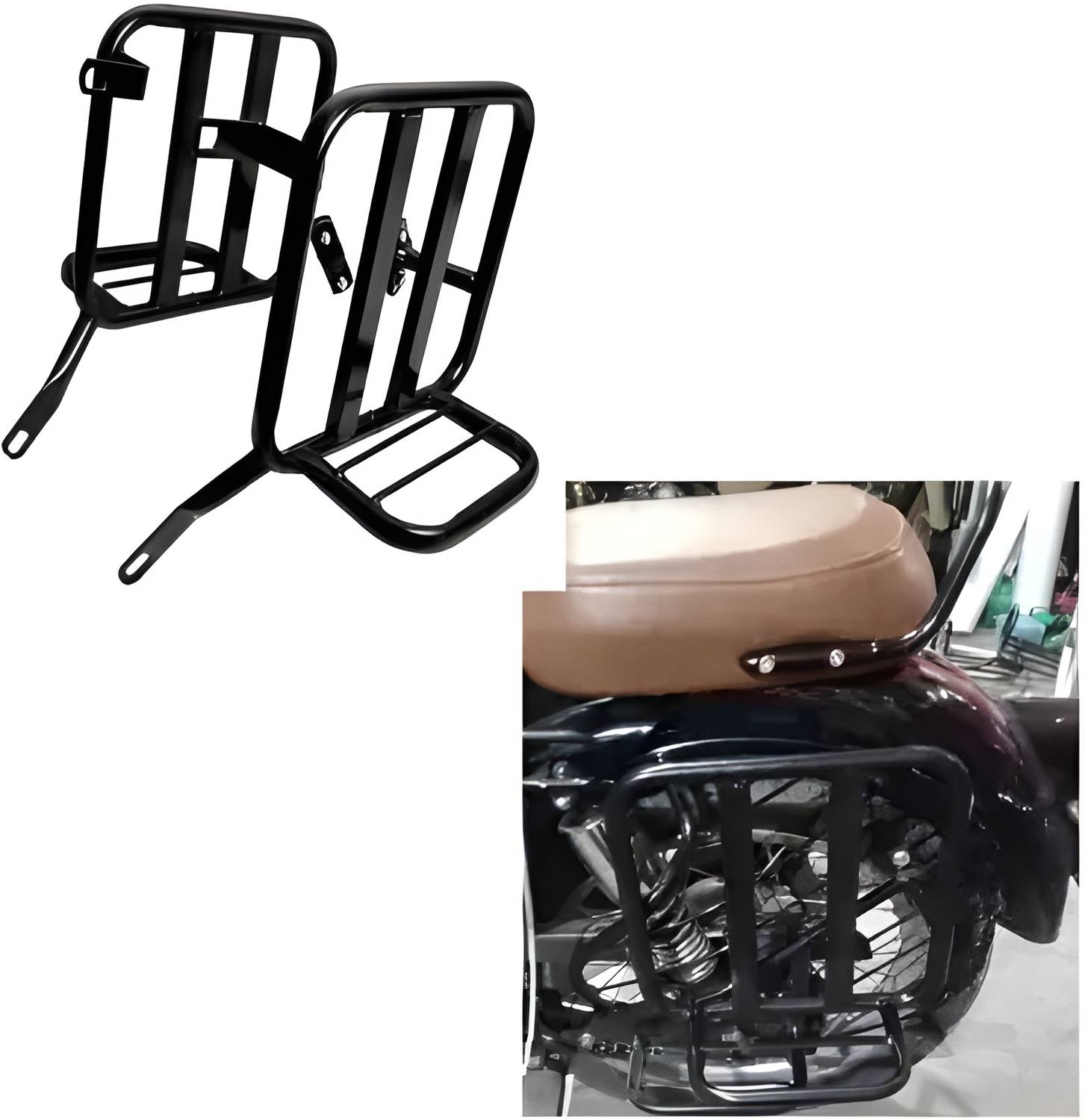 AATRU AUTO Customize Side Saddle Stay Black for -RE Reborn Classic 350 Bike Crash Guard