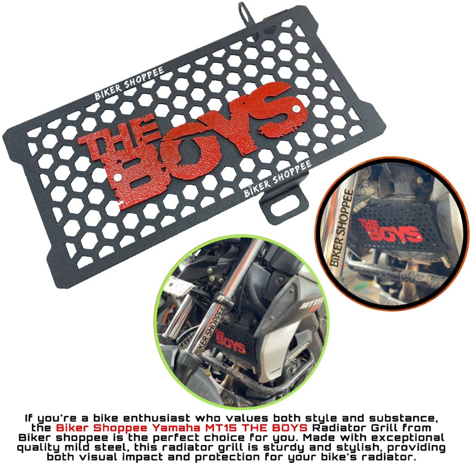 BIKER SHOPPEE THE BOYS RADIATOR GRILL FOR YAMAHA MT15 ALL MODEL Bike Radiator Guard