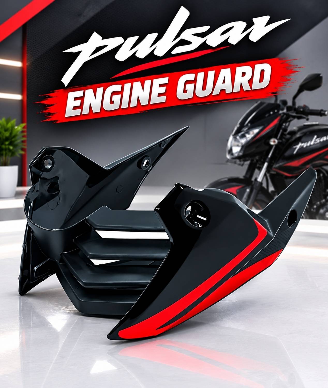Jeetu Creation Pulsar Engine Guard Black Red 150/180 - Image 1