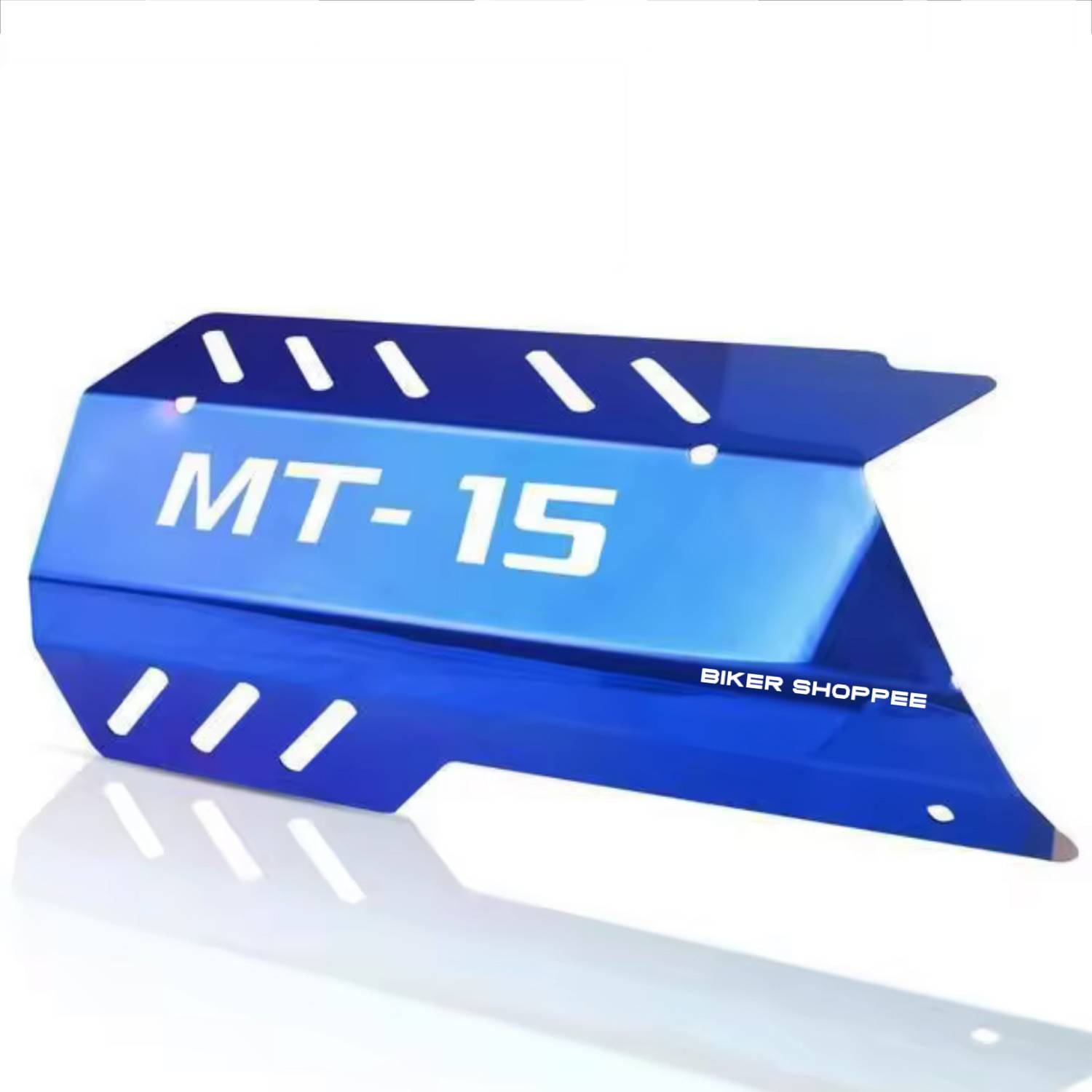 BIKER SHOPPEE YAMAHA MT15 EXHAUST COVER BLUE EXHAUST PROTECTIVE GUARD Bike Exhaust Heat Shield