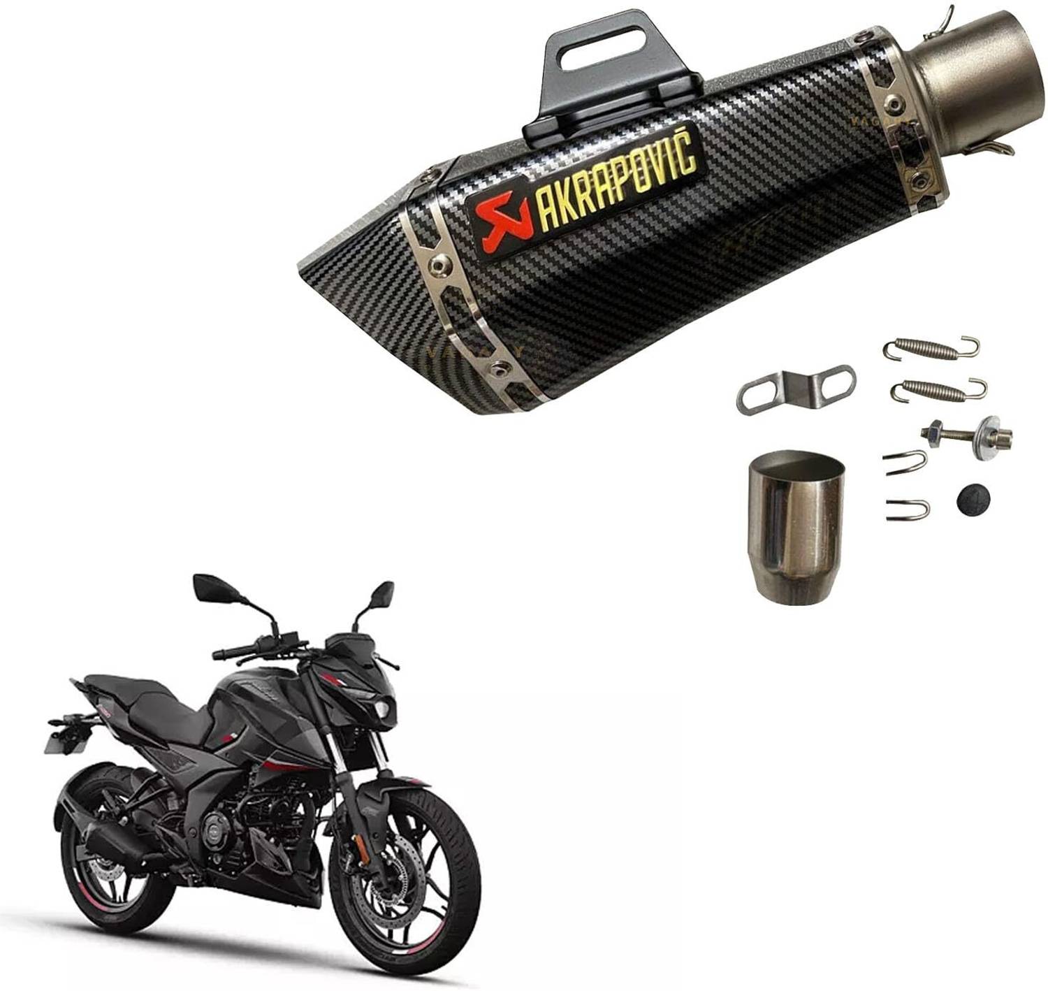 Vagary Akrapovic Universal Hexa Cut Slip-On Exhaust for Pulsar N160,