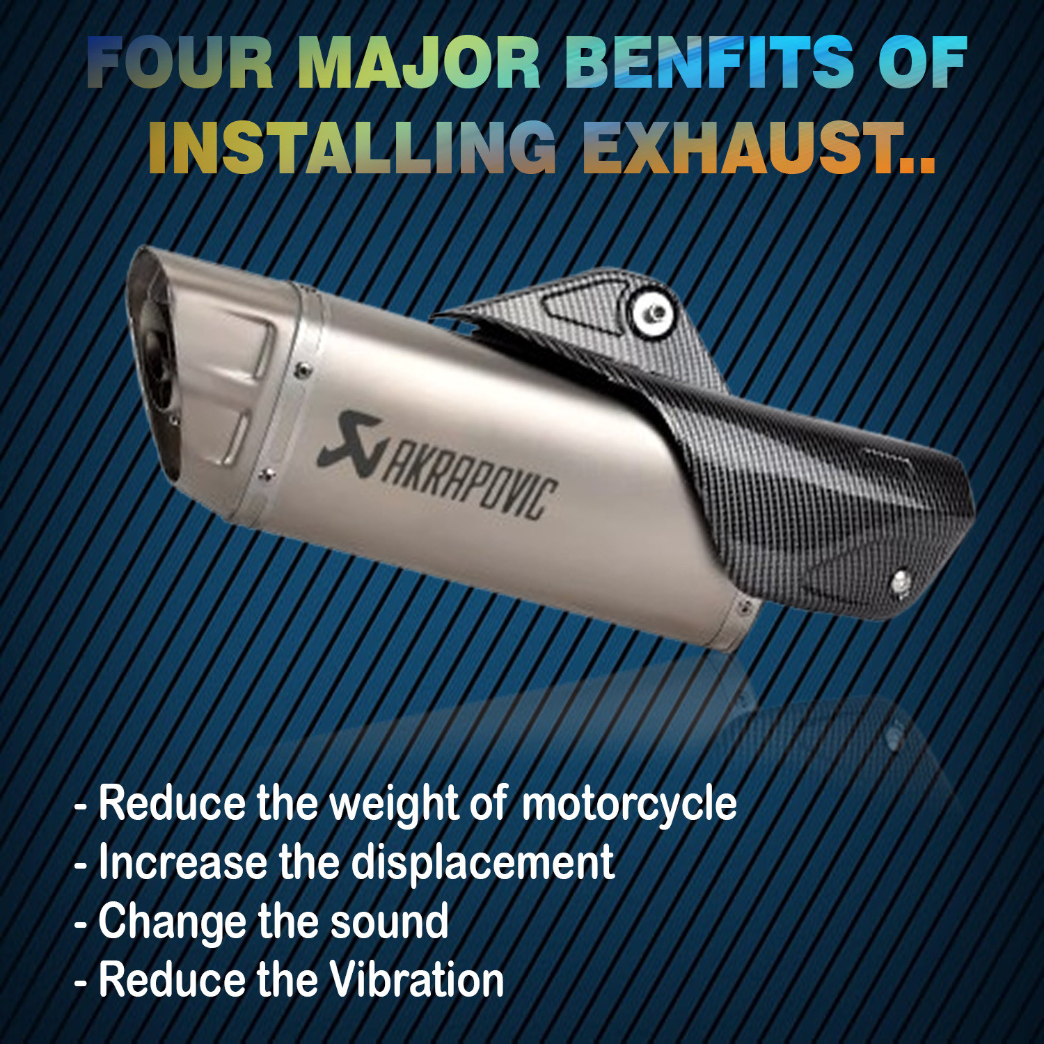 Image of ASRYD Exhaust Acrapovic Silver All Motorcycle Bajaj, Hero, Yamaha, Honda, TVS, Suzuki, KTM, Hyosung Universal For Bike Slip-on Exhaust System