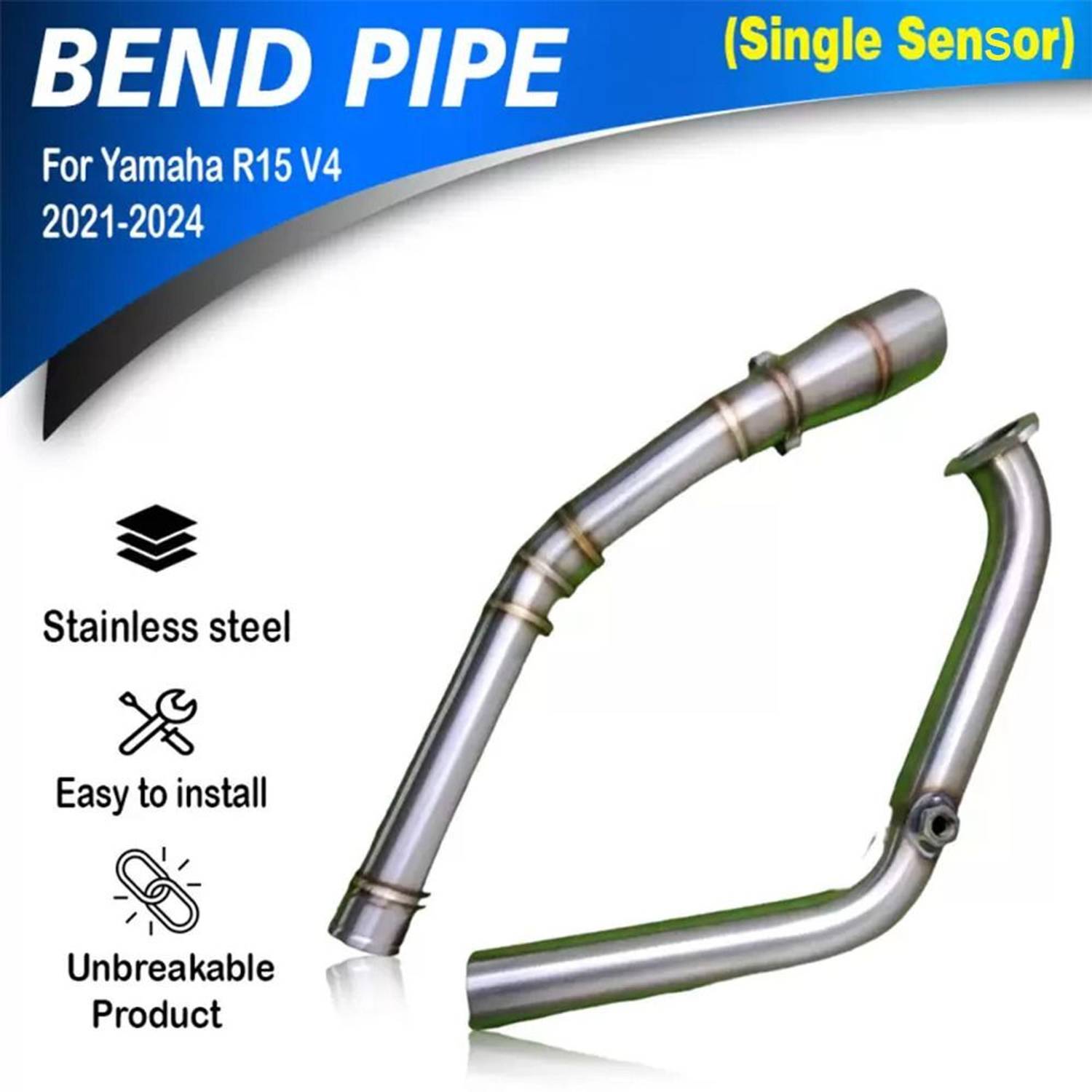 ASRYD R15 V4 MT-15 BS4 Single Sensor Bend Pipe Exhaust System
