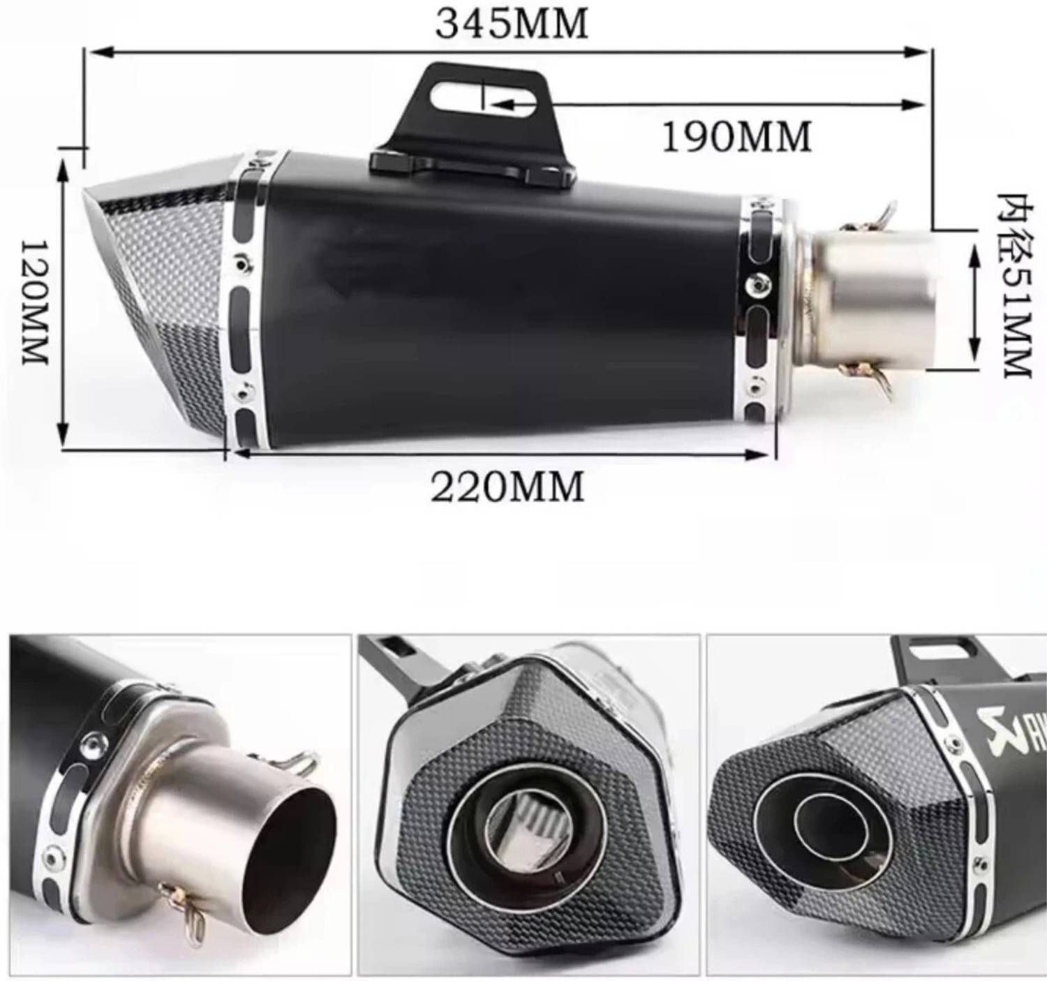 AutoPowerz Black Hexagon Bike Slip-on Exhaust - Image 2