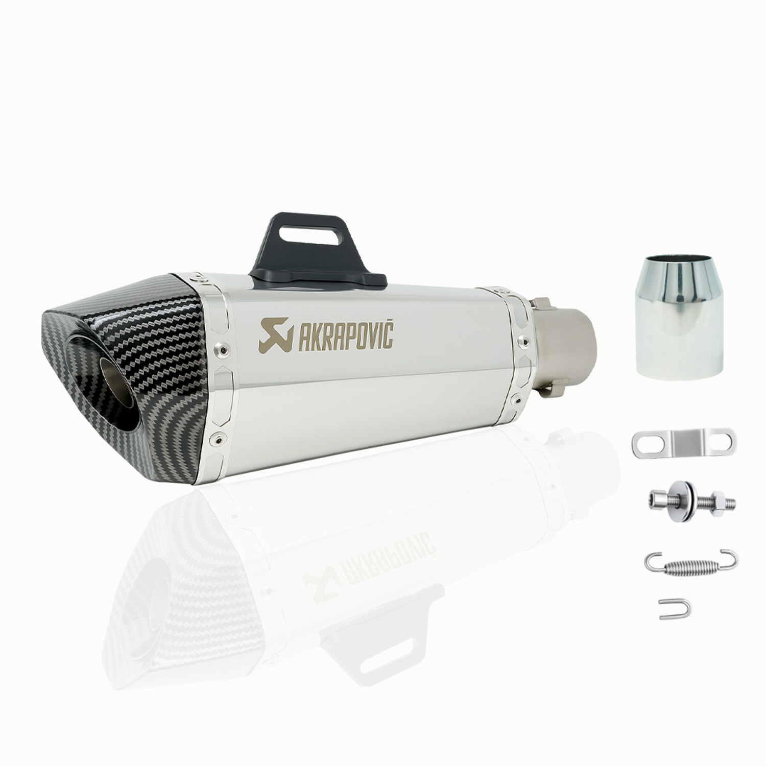 Image of Vagary Silver Universal Hexa Cut Akrapovic Exhaust With DB Killer Universal For Bike Universal For Bike Full Exhaust System