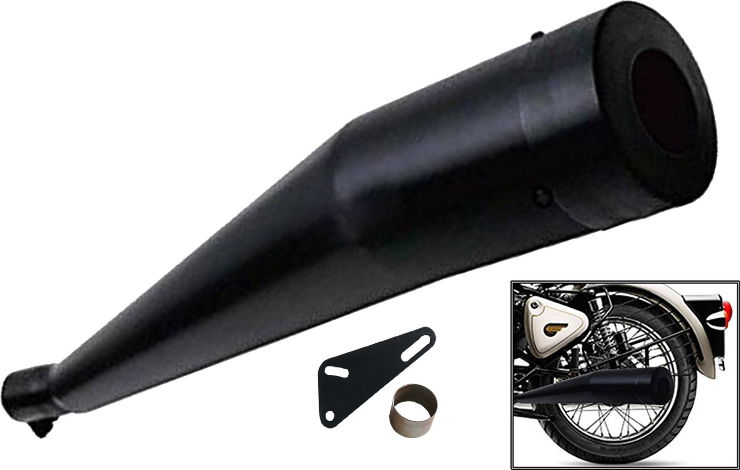 Image of WORDZ Cobra silencer Glasswool Black Exhaust Royal Enfield Classic 350 Full Exhaust System