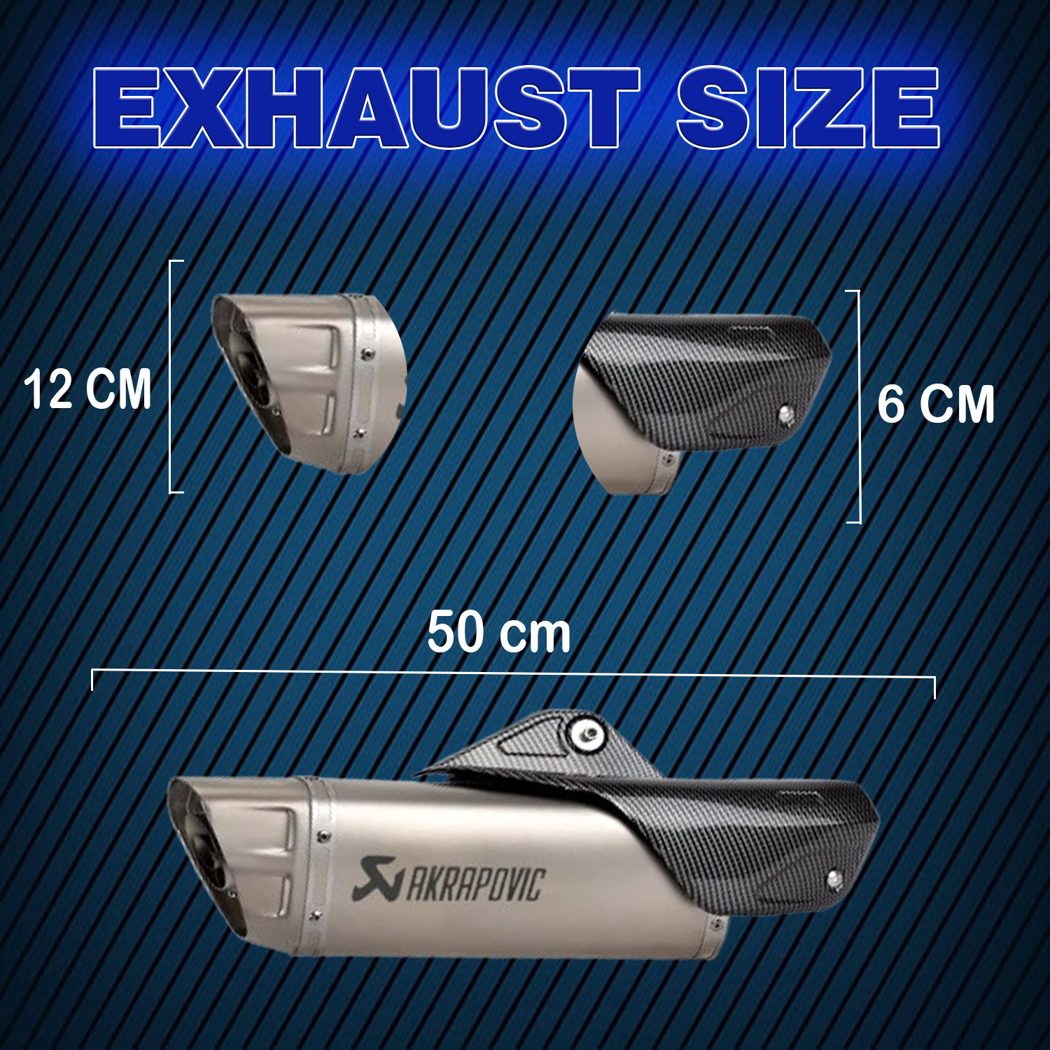 Image of ASRYD Exhaust Acrapovic Silver All Motorcycle Bajaj, Hero, Yamaha, Honda, TVS, Suzuki, KTM, Hyosung Universal For Bike Slip-on Exhaust System