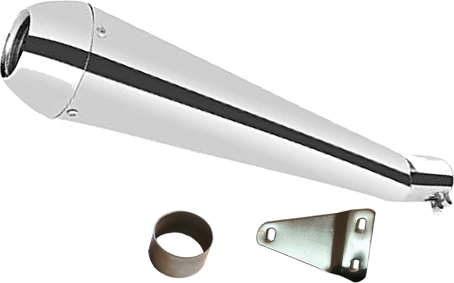 Image of SILENTWAVE Megaphone Chrome Glasswool Exhaust silencer Royal Enfield Continental GT Full Exhaust System