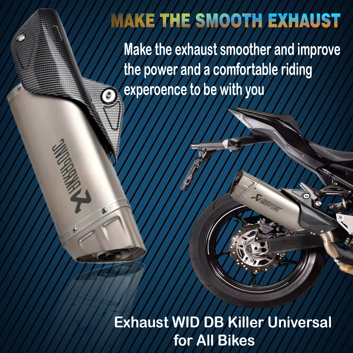 Image of ASRYD Exhaust Acrapovic Silver All Motorcycle Bajaj, Hero, Yamaha, Honda, TVS, Suzuki, KTM, Hyosung Universal For Bike Slip-on Exhaust System
