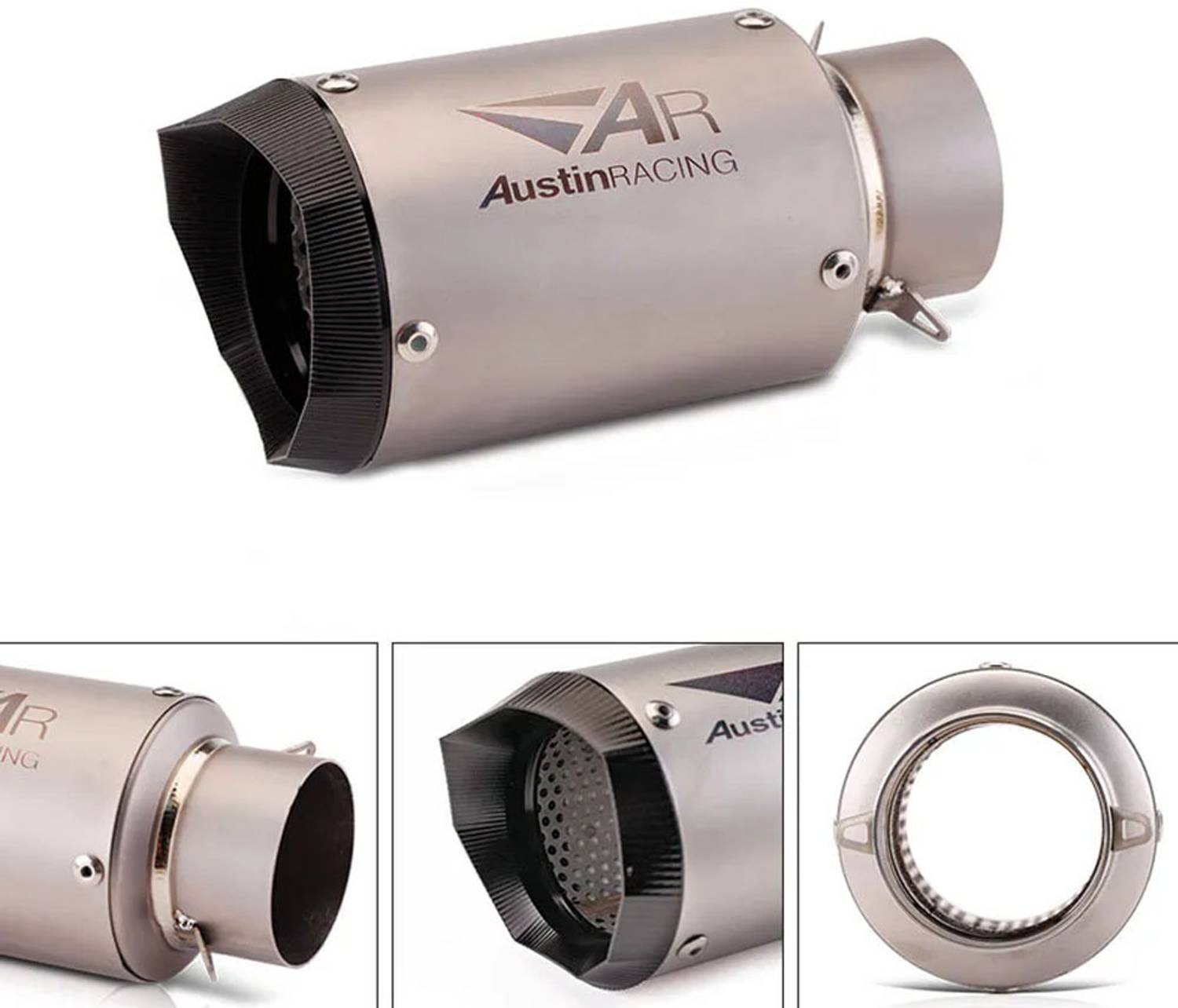 Vagary Universal Silver Austin Racing Exhaust Muffler - Image 2