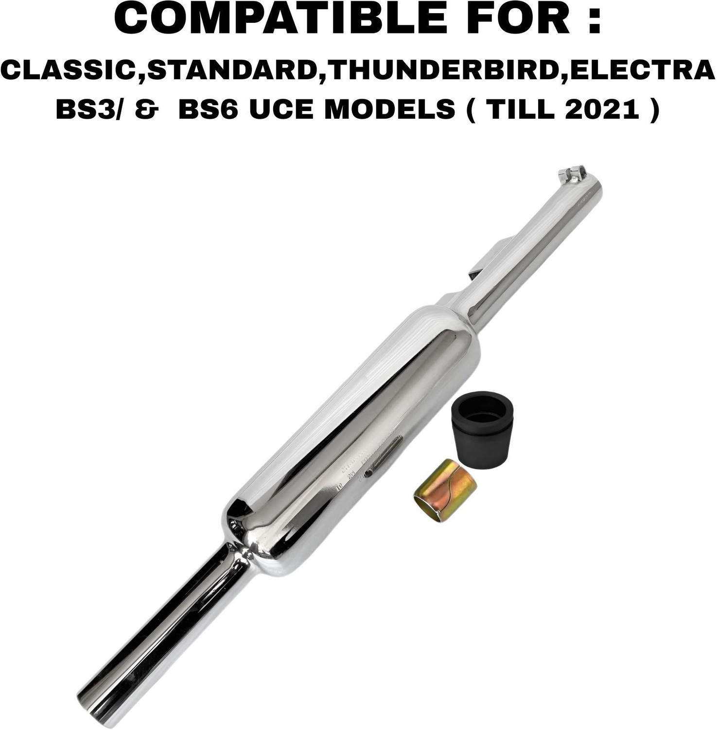 Image of EAZ Mini Punjab Chrome for RE UCE Models - Classic, Electra, Standard, Thunderbird Royal Enfield Classic 350, Electra 350 Full Exhaust System