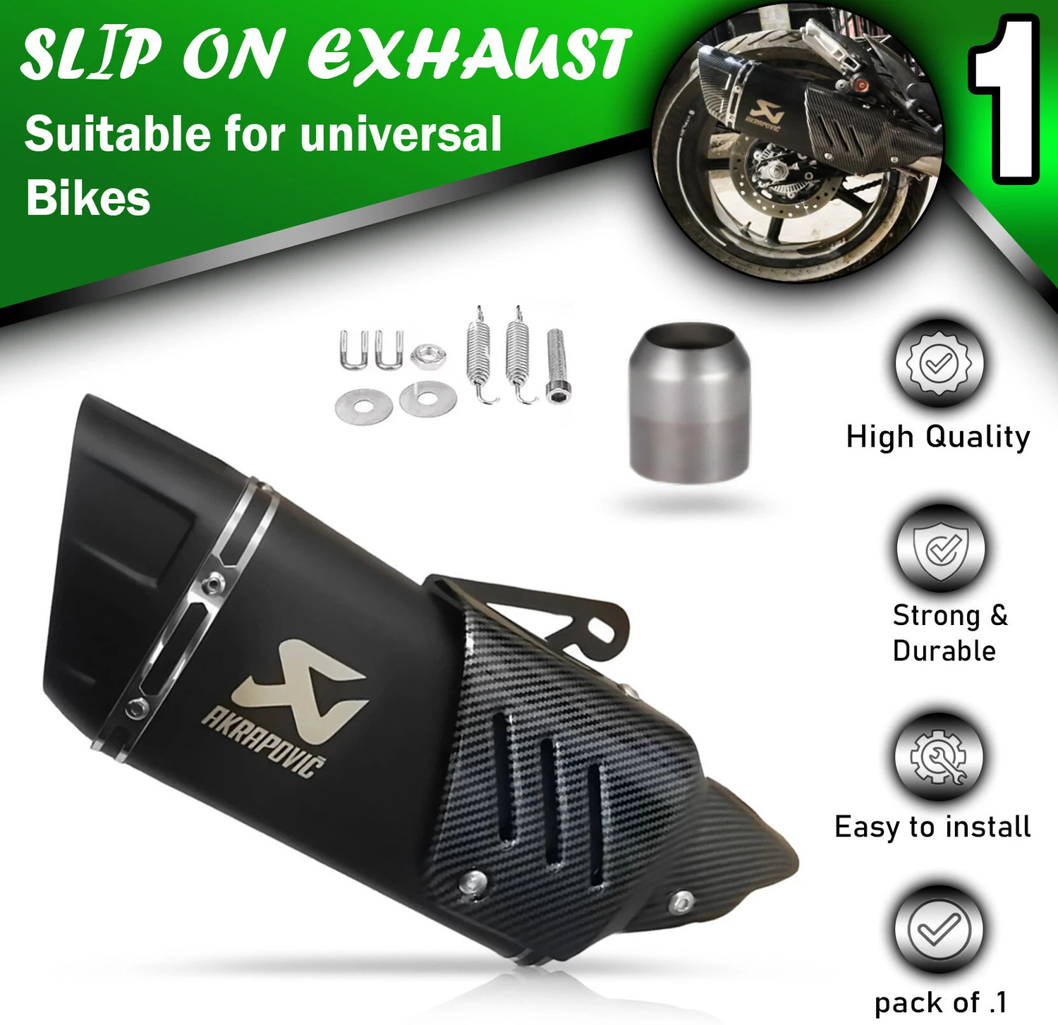 Image of ASRYD Yamaha, KTM, Nissan, Honda, Bajaj, Kawasaki, Hyosung, Suzuki Universal For Bike Full Exhaust System