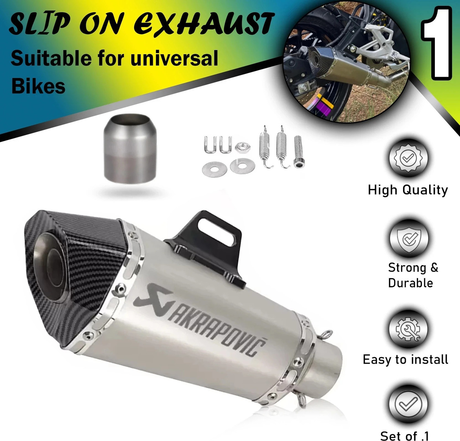Image of ASRYD KTM, Honda, Yamaha, Bajaj, Kawasaki Universal For Bike Slip-on Exhaust System