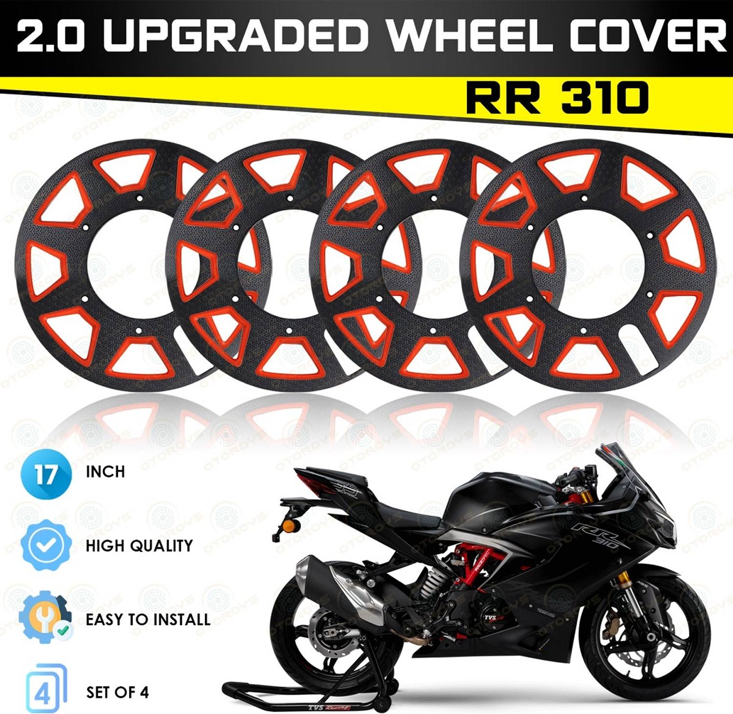 Otoroys 17 Inch 4 Pcs ABS Plastic Orange & Black PRO Disc Bike