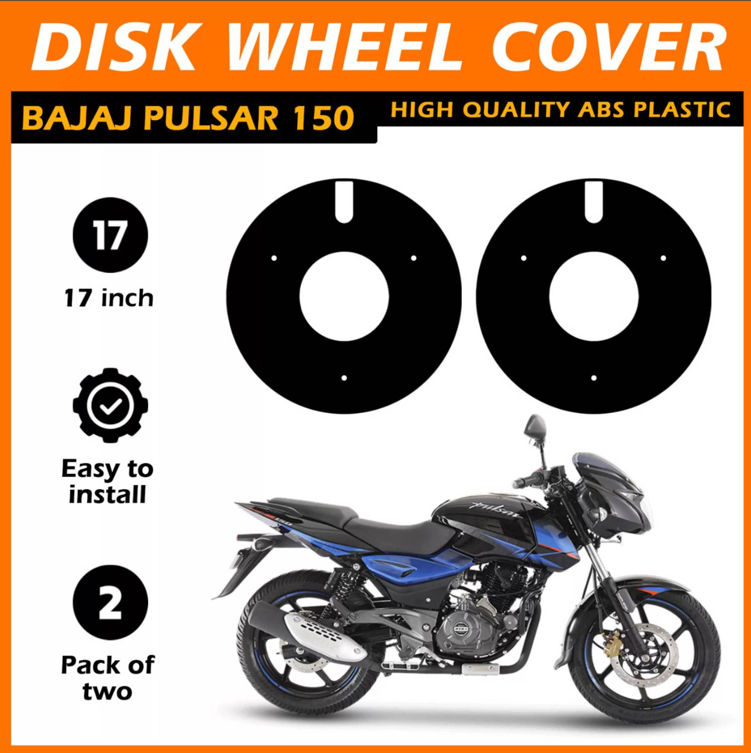 acube mart Acrylic WHEEL DISC cover for 17inch wheel for Pulsar 150 black 17A-1 Bike Fairing Kit